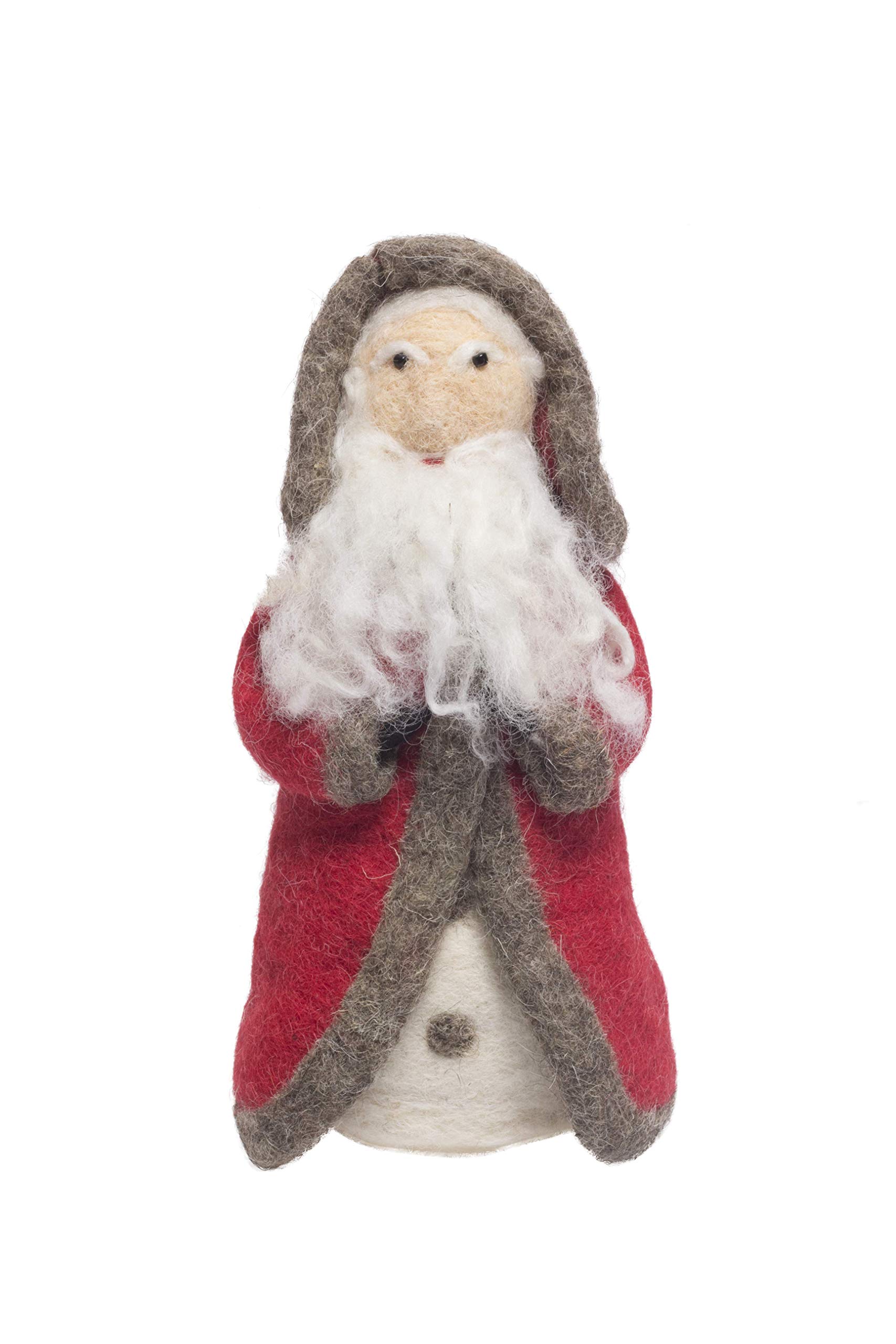 De Kulture Ornamento Babbo natale in Feltro di Lana Fatto a Mano, Decorazione Natalizia per Casa 4X4X8.5 cm