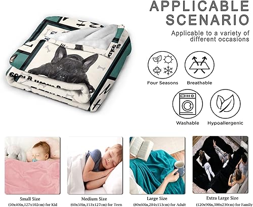 Miniatura 7 de Manta de bulldog francés, manta de franela de vellón súper suave para regalos, colcha de cama para decoración del hogar para sofá, cama durante