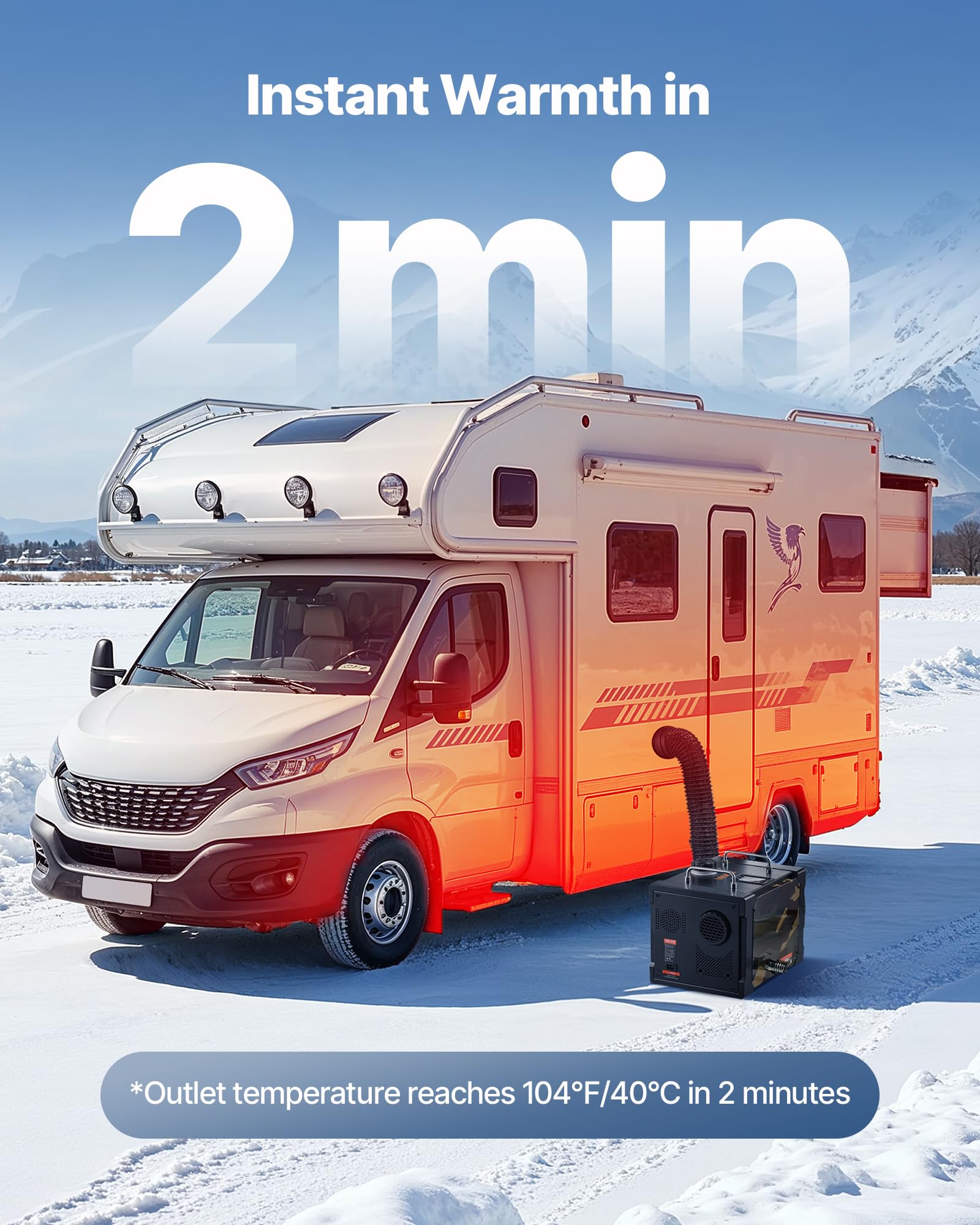 VEVOR Calentador Diésel de 8 kW, Todo en Uno, Portátil, con Control por Aplicación Bluetooth, Mando a Distancia y Pantalla LCD, para Camiones, Furgonetas, Autocaravanas, Caravanas y Garajes, 7 L