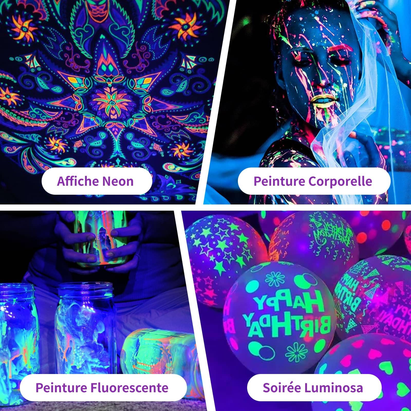 50W LED Lumiere Noire, Lampe UV 385nm Avec Interrupteur & Support Réglable à 180°, IP66 Étanche, Lumière UV Projecteur pour Halloween, Soiree Fluo, et Affiches Neon