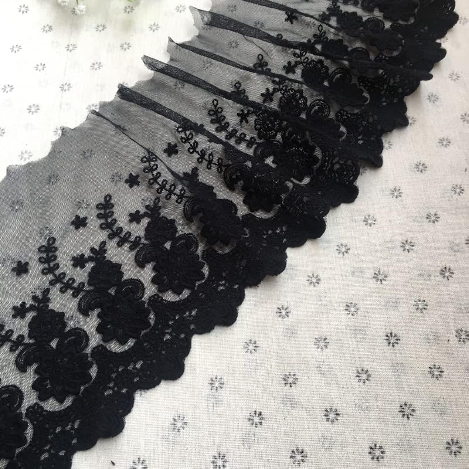 21CM Width Europe Rose Wedding Applique Inelastic Embroidery Lace Trim,Curtain Tablecloth Slipcover Bridal DIY Clothing/Accessories.(2 Yards in one