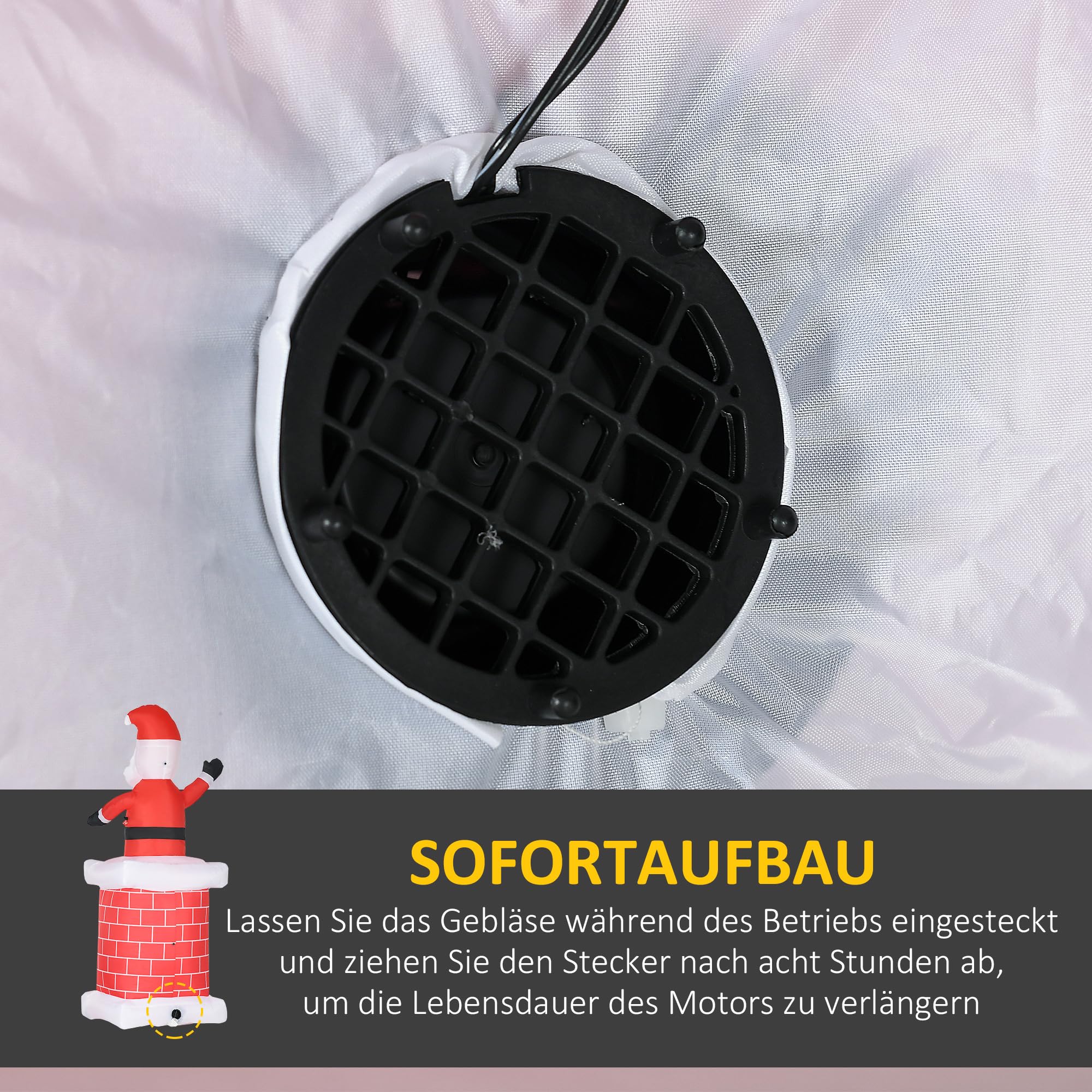 HOMCOM Aufblasbarer Weihnachtsmann mit Schornstein 210 cm Beleuchtet | Riesige Aufblasbar Weihnachtsdeko, LED Licht, Weihnachtsdekoration, Nikolaus, Weihnachten Dekoration, Für Drinnen Draußen