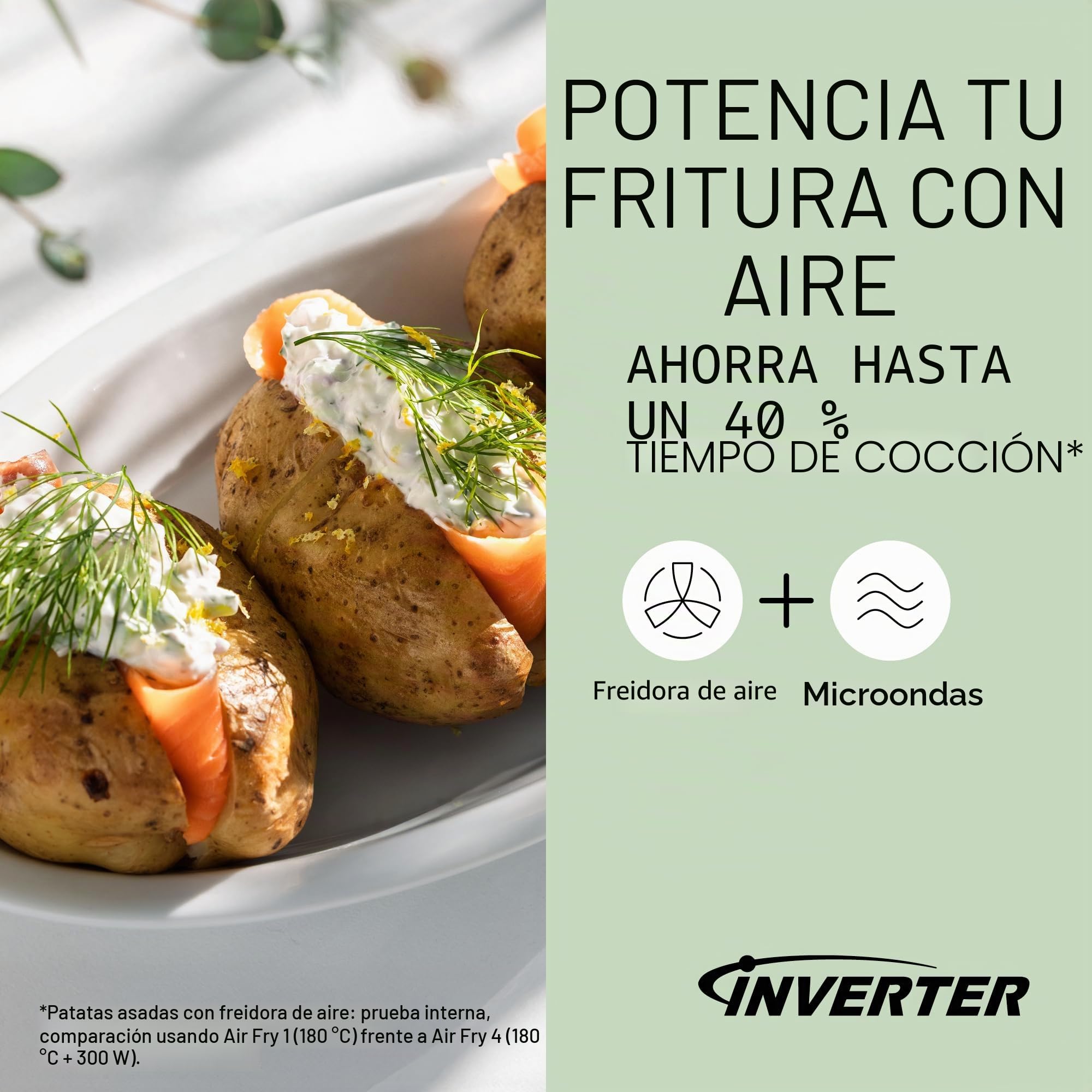 Panasonic NN-CT55RWEPG Horno Microondas Combinado 4 en 1 de 27 L con Freidora De Aire, Inverter de 1000 W, Grill de 1300 W, Convección, 19 Programas Automáticos, Blanco