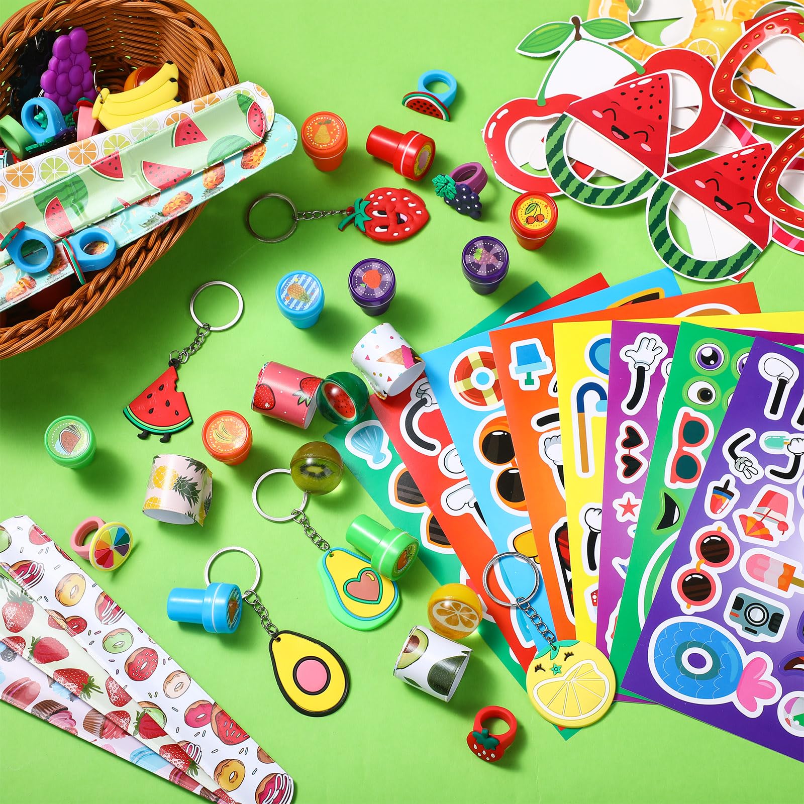 Llama Party Favors Supplies - Llama Bracelet Ring Necklace Keychains Hair Clips Puffy Sticker Gift Bag Alpaca Toys Kids Birthday School Prizes Rewards (60 Pcs