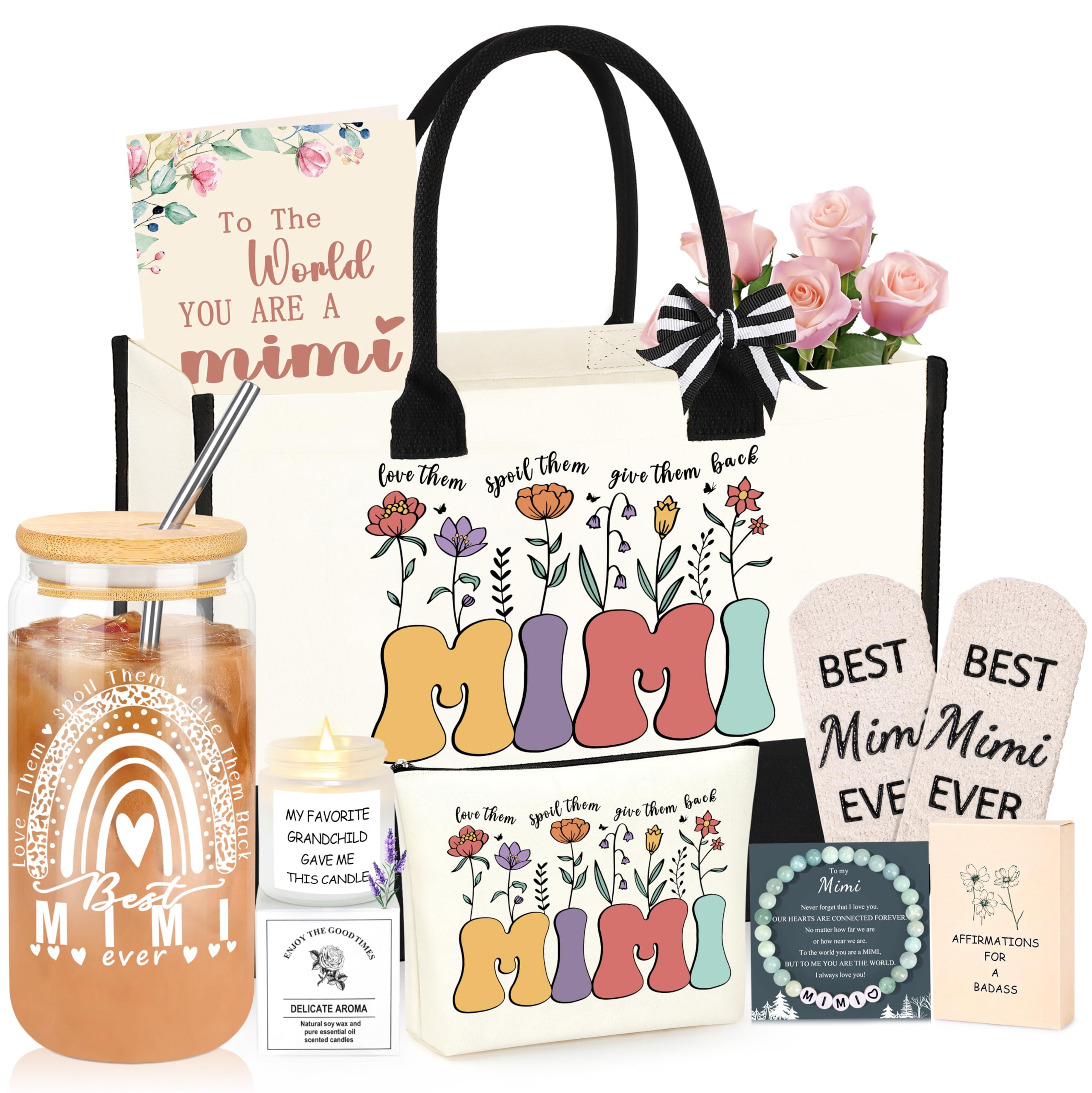 DOGMEM Mimi Gifts, Mimi Gift for Grandma, Birthday Gifts for Mimi Grandma Gift Set Ideas Grandma Birthday Gift