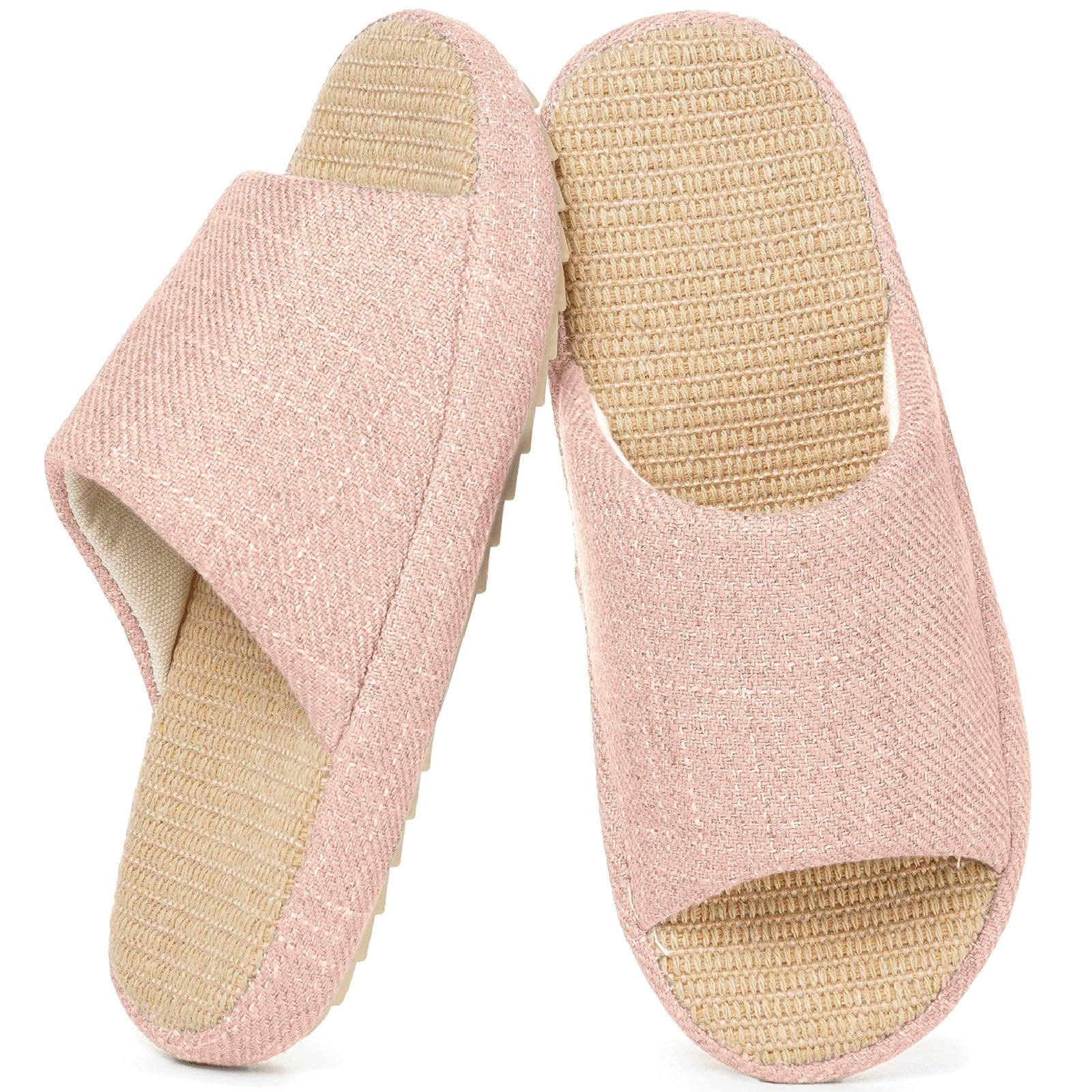 Eagsouni Leinen Hausschuhe Damen Bequem Pantoffeln Memory Foam Haus Schlafzimmer Cozy Flache Slide Slippers
