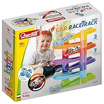 QUERCETTI 06497 Flip Car Race Track, Pista Biglie Per Bambini, Gioco Educativo e Creativo 18mesi+ con 7 Rampe e 3 Flip-Car per Sviluppare Coordinazione e Motricità Fine, Made in Italy