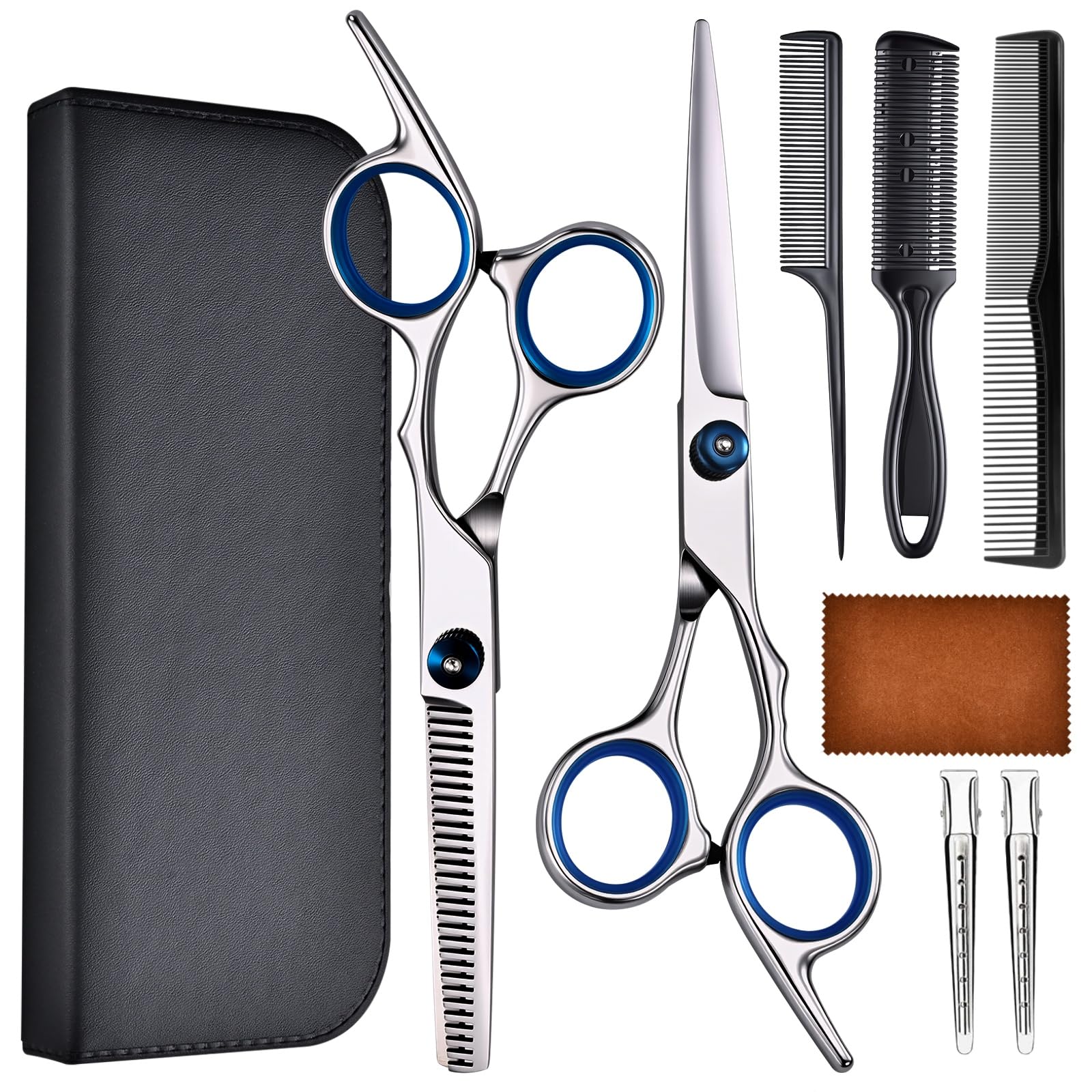 Hair Cutting Scissors Set, Professional Stainless Cutting Hair Scissors, Barber Hair Cutting Scissors Thinning Shears Sharp Blades Hairdresser Haircut for Women/Men/kids, LFJ1234