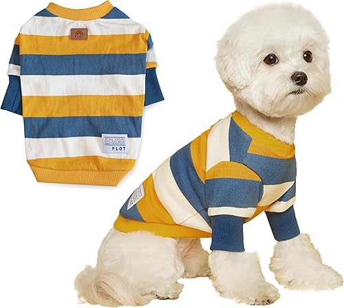 FLOT Sudadera de diseñador para perro, materiales de primera calidad, ajuste a medida, suéter a rayas, moderno diseñado y fabricado en Corea