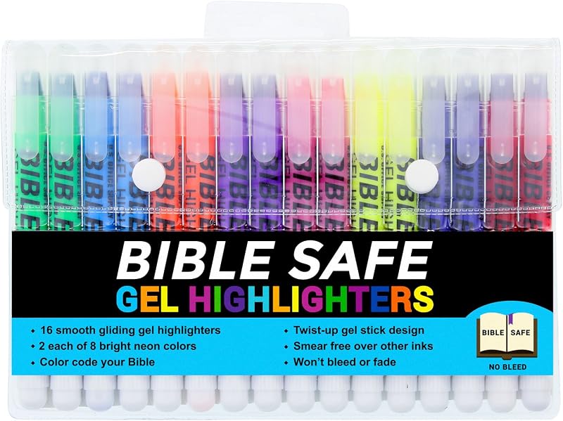 U.S. Office Supply Bible Safe Highlighter Set of 16, Assorted Colors