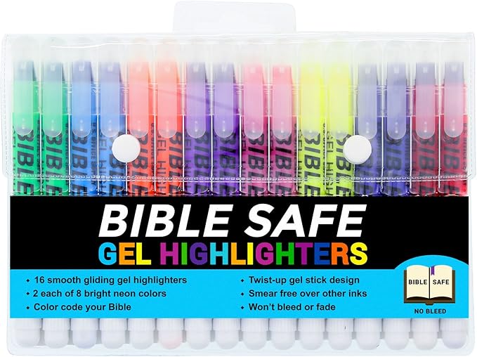 U.S. Office Supply Bible Safe Highlighter Set of 16, 2 Sets of 8 Bright Flourese