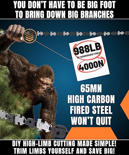 Miniatura 3 de Sierra de cuerda de extremidad alta de 53 pulgadas, sierra de cadena de cuerda 360 sin esfuerzo, cortador manual afilado de ramas de árbol,