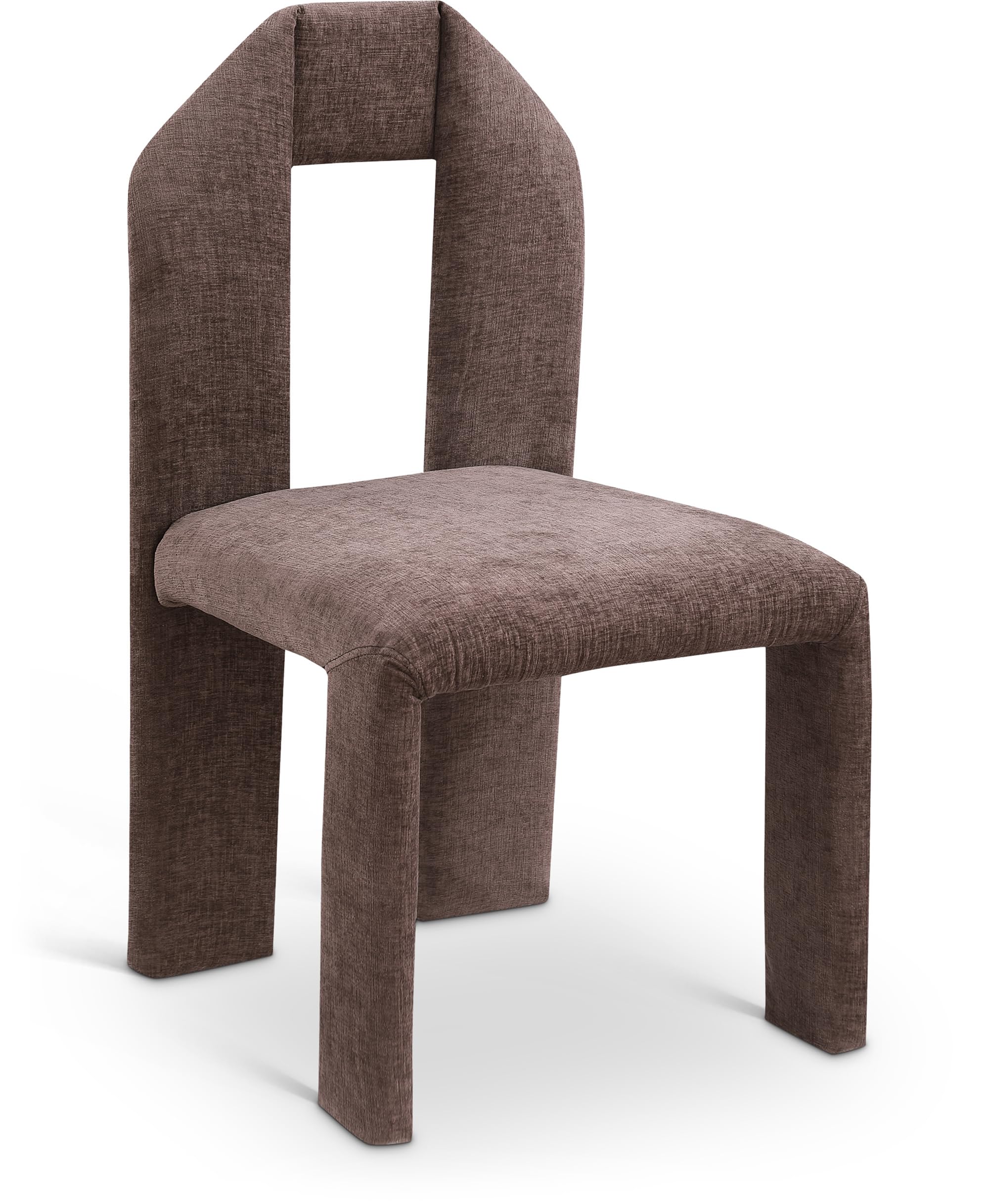 Meridian Furniture 998Brown-C Bennett Collection Modern | Contemporary Dining Chair with Soft Brown Chenille Fabric, 19.5" W x 22.5" D x 35.5" H,