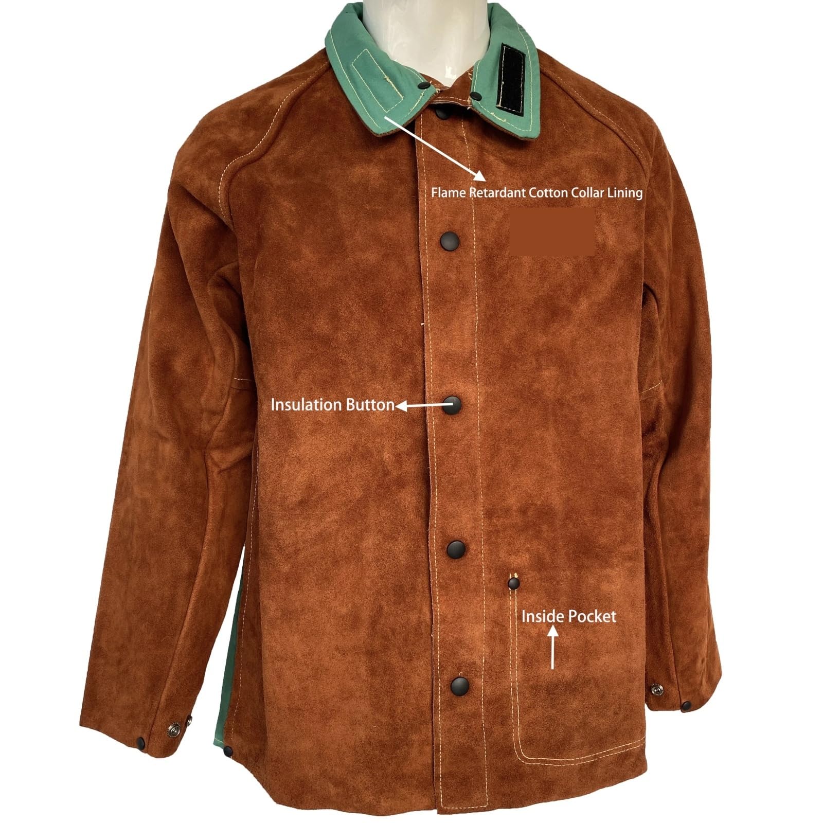 LNHHG Welding Clothes, FR Cotton Welding Clothing Cow Sparks Fireproof Flame Retardant Arc Flash Jackets(2XL)