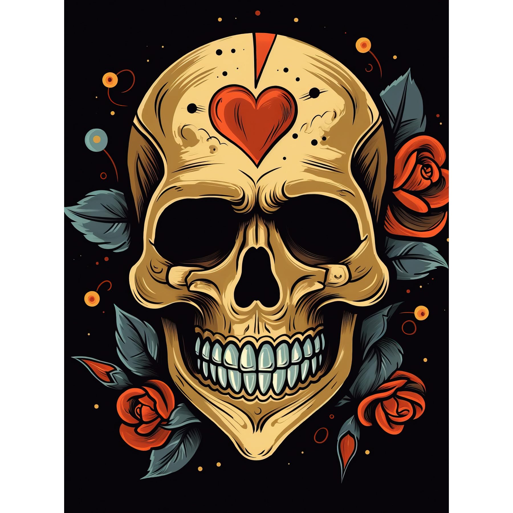 Artery8 Skull Heart and Roses Tattoo Ink Body Art Rockabilly Americana 50s Extra Large XL Wall Art Poster Print