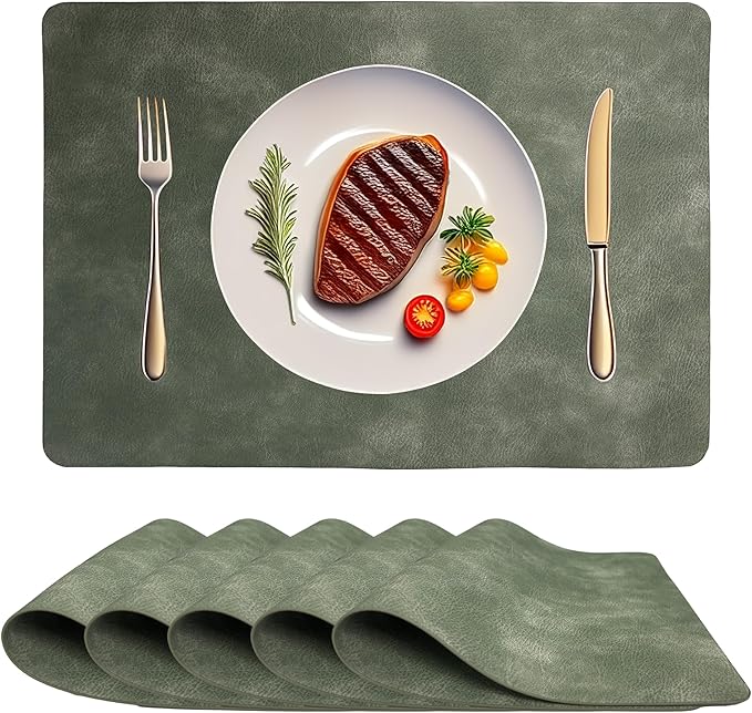Singahor Faux Leather Placemat, NonSlip Mat for Dining