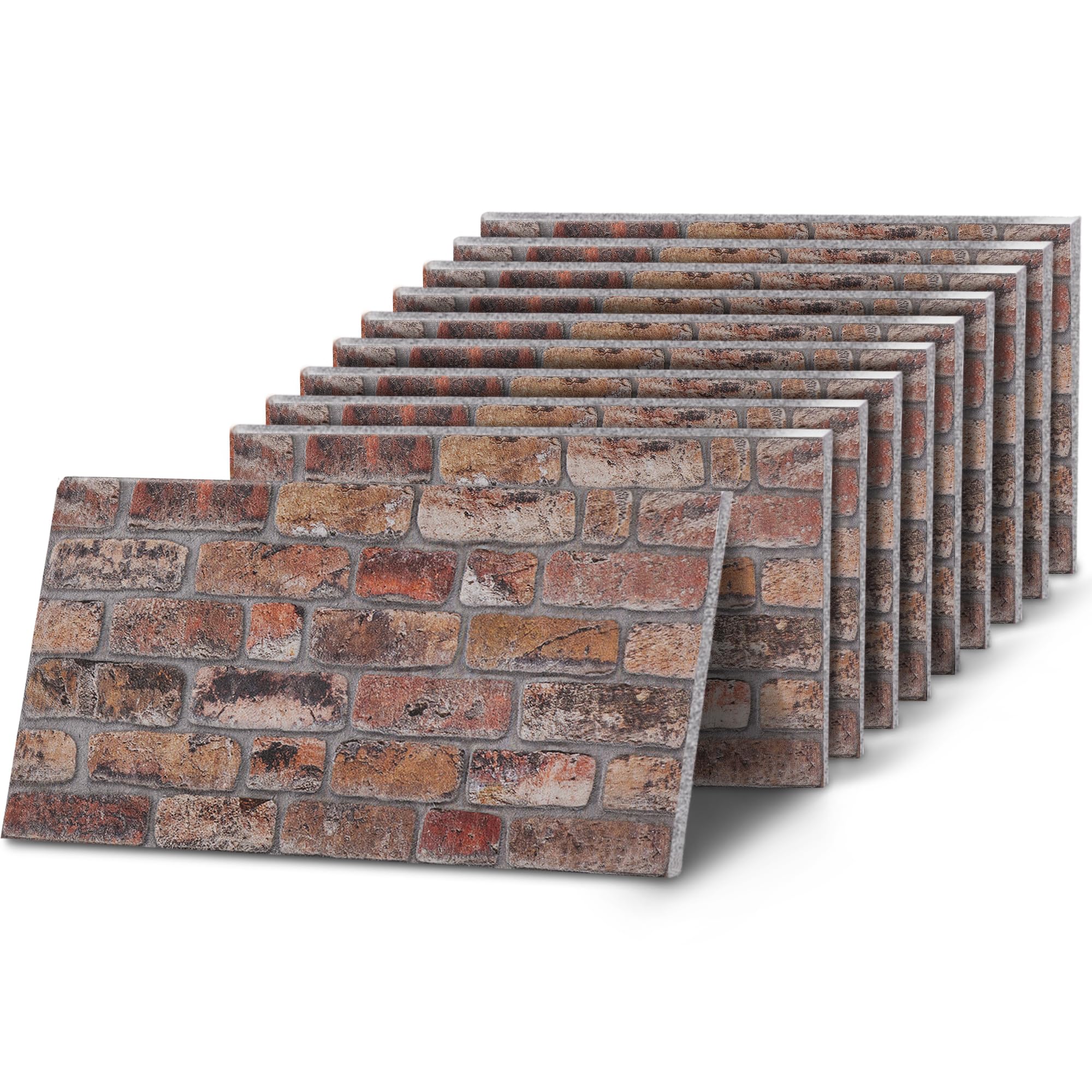 K&B Panels 3D Wall Panels, Rustic Brick Effect Styrofoam Wall Panelling Kit, Lightweight, Easy to Install, Dual Insulation to Reduce Acoustic Noise, Indoor & Outdoor (Weathered Brown) (10 Panels)