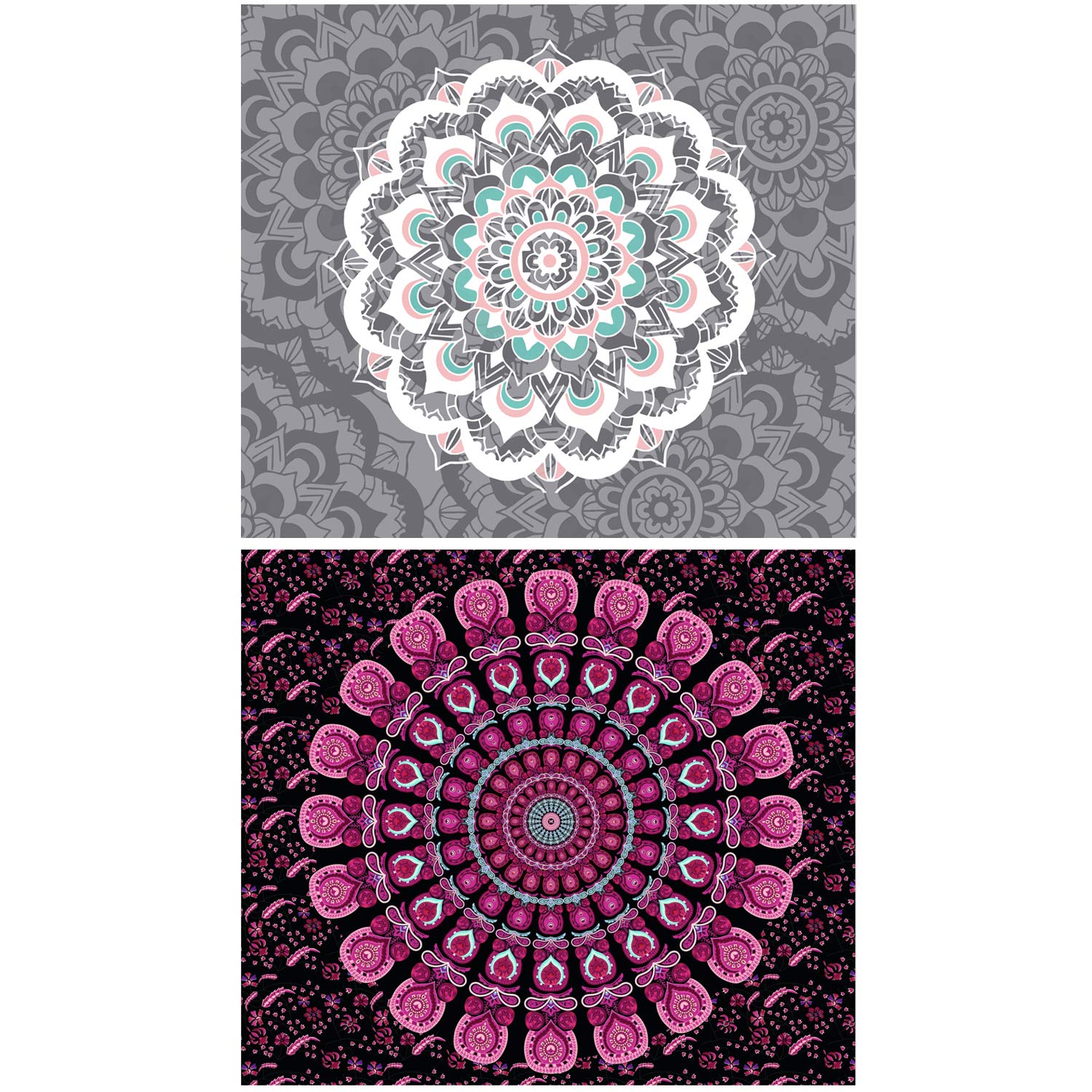 HaiMay 2 Pack Mandala Tapestry, Hippie Bohemian Tapestry Psychedelic Mandala Tapestry, Wall Hanging Tapestry for Room Decoration (51.2 x 59.1 Inches)