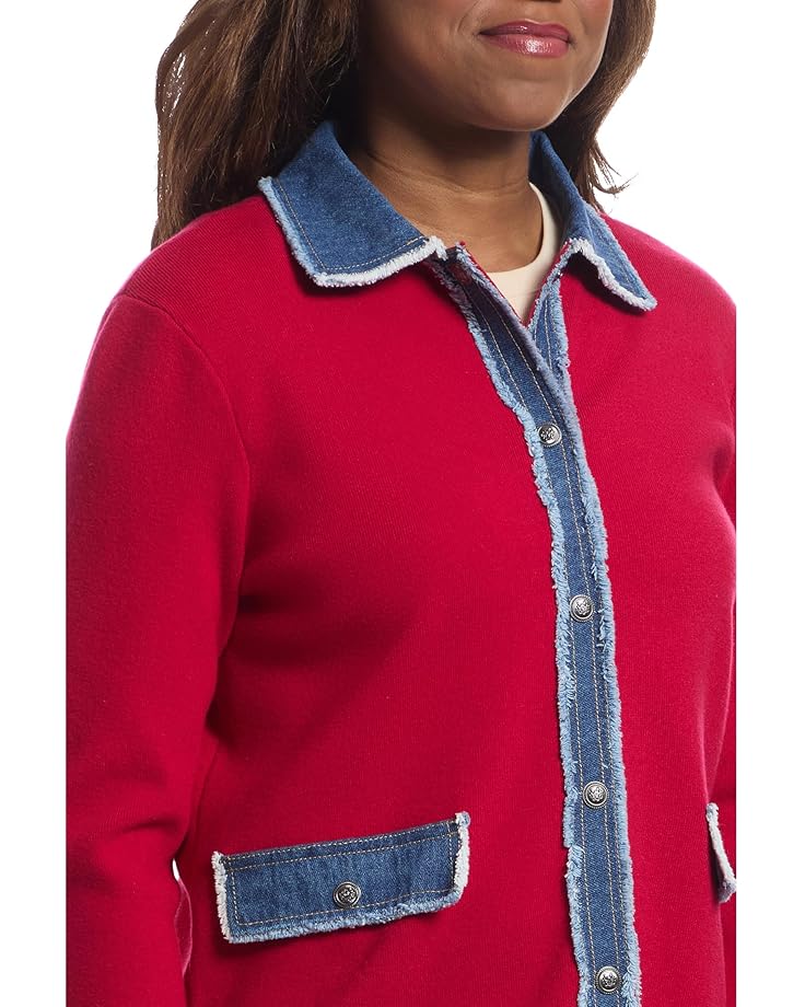 Elliott Lauren Stitch Perfect - Button Closure - Sweater Jacket with Denim Trim detail - #4 of 5