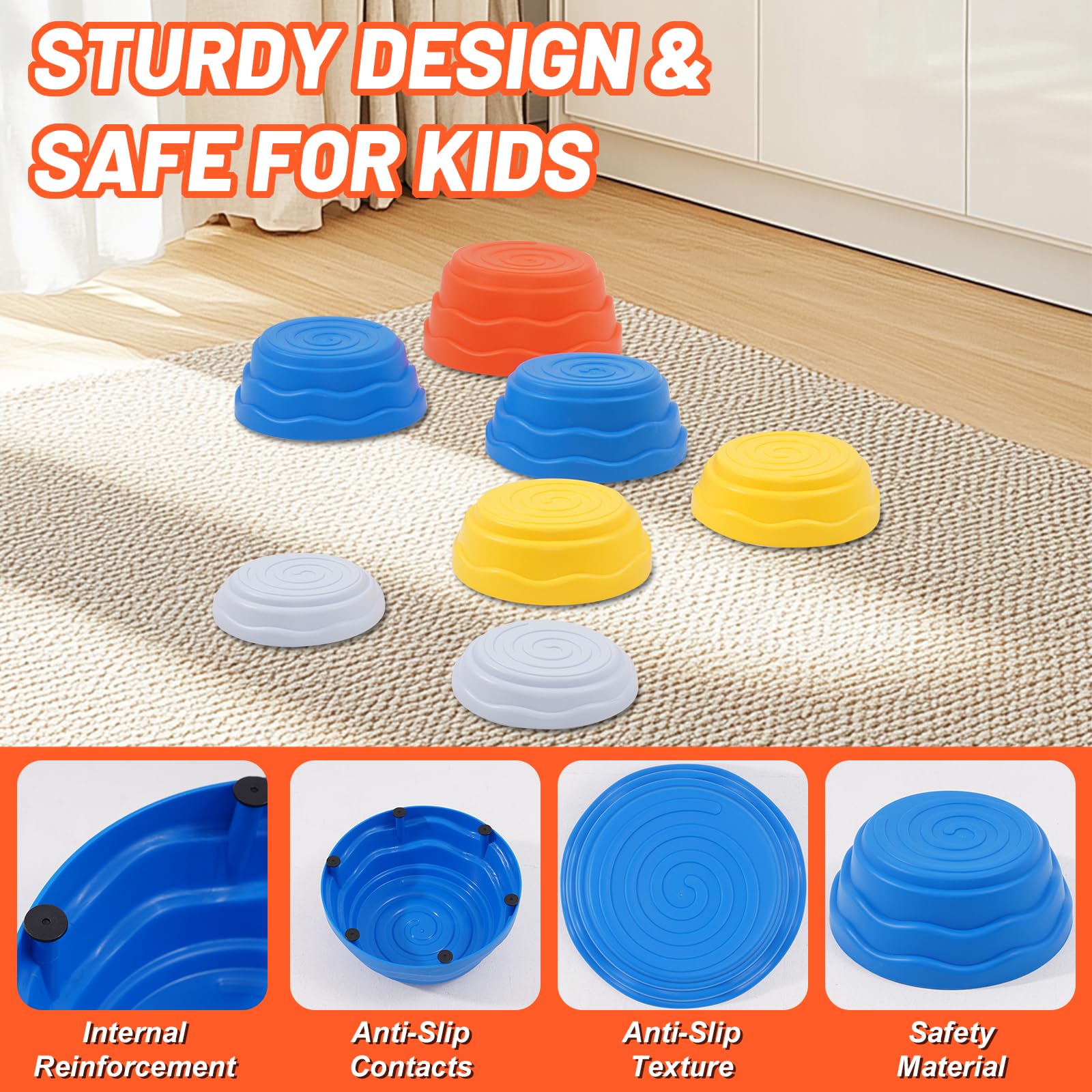 Piedras Equilibrio Niños Juego de 7 Piezas,Piedras Apilables Antideslizante,Que Fomentan el Equilibrio y Habilidades Motoras en Niños, Curso de Obstáculos,Equipo de Juego para Jnteriores y Exteriores