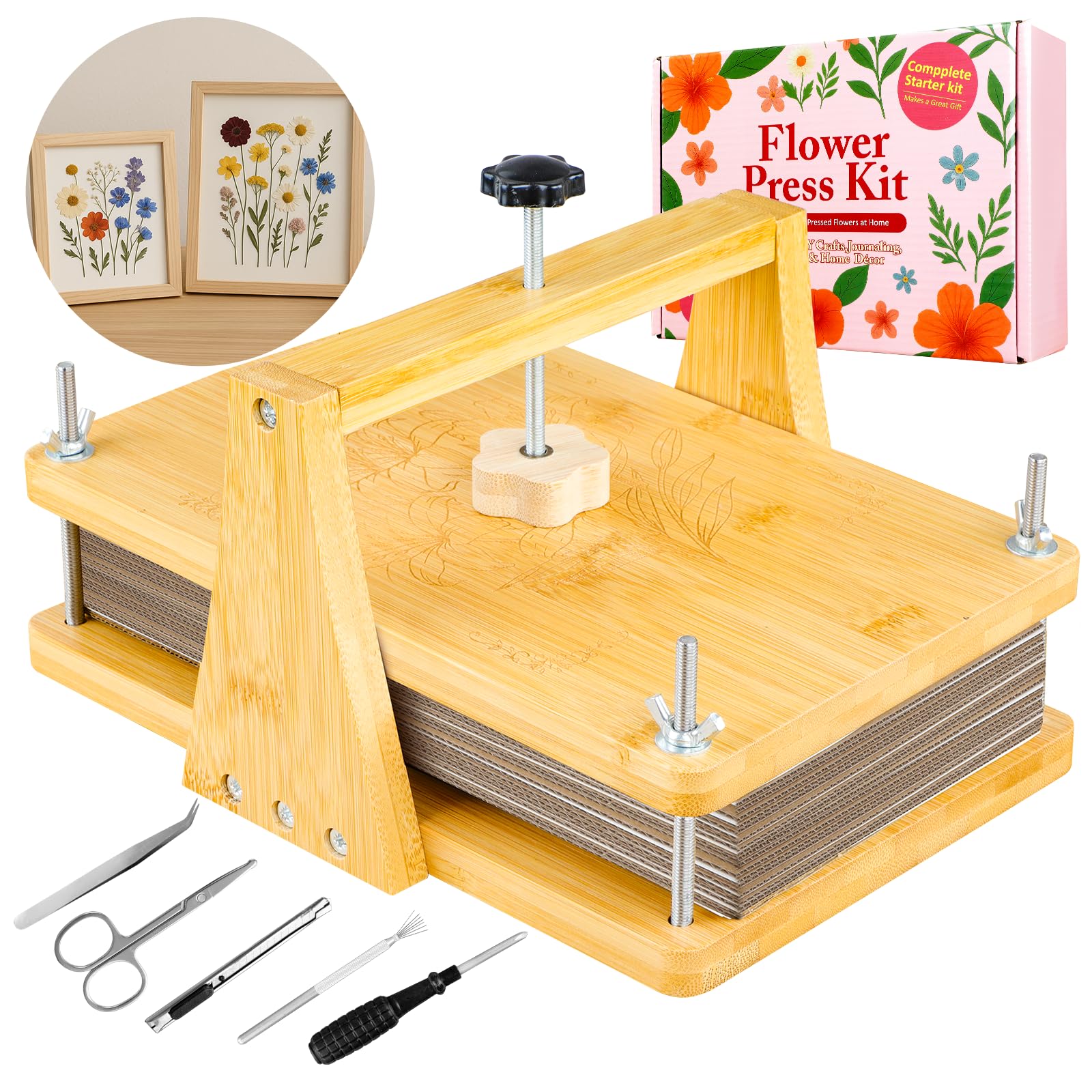 LUMOOM Mini Pressa Per Fiori In Metallo - Portatile Con Carta Assorbente, Per Scrapbooking E Fai Da Te - 3