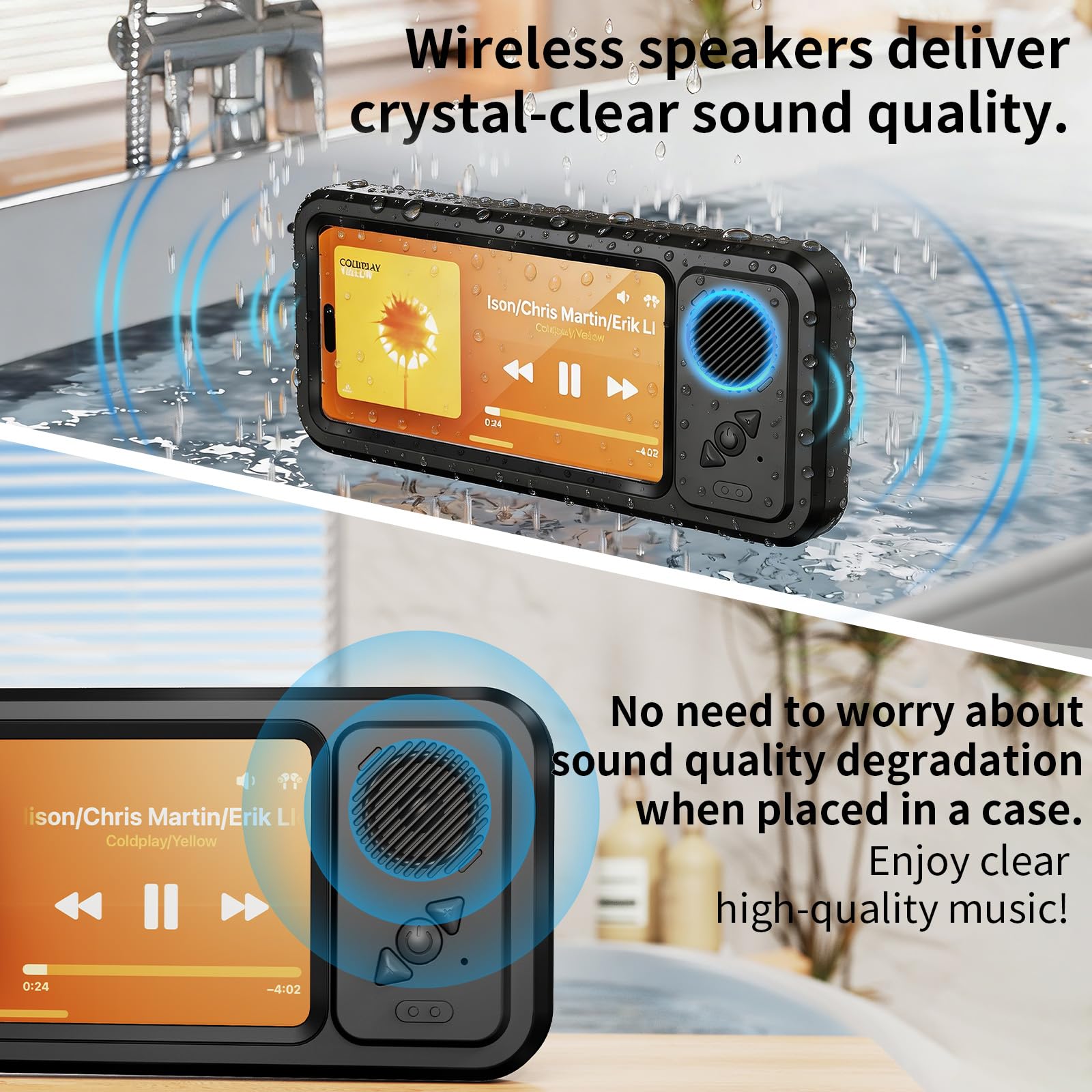 Dusch-Handyhalterung, wasserdicht, mit Lautsprecherloch, 360° drehbar, Dusch-Handyhülle, Anti-Beschlag-Handy-Ständer, Halterung für Badezimmer, Badewanne, Küche, Wandspiegel, für iPhone 17