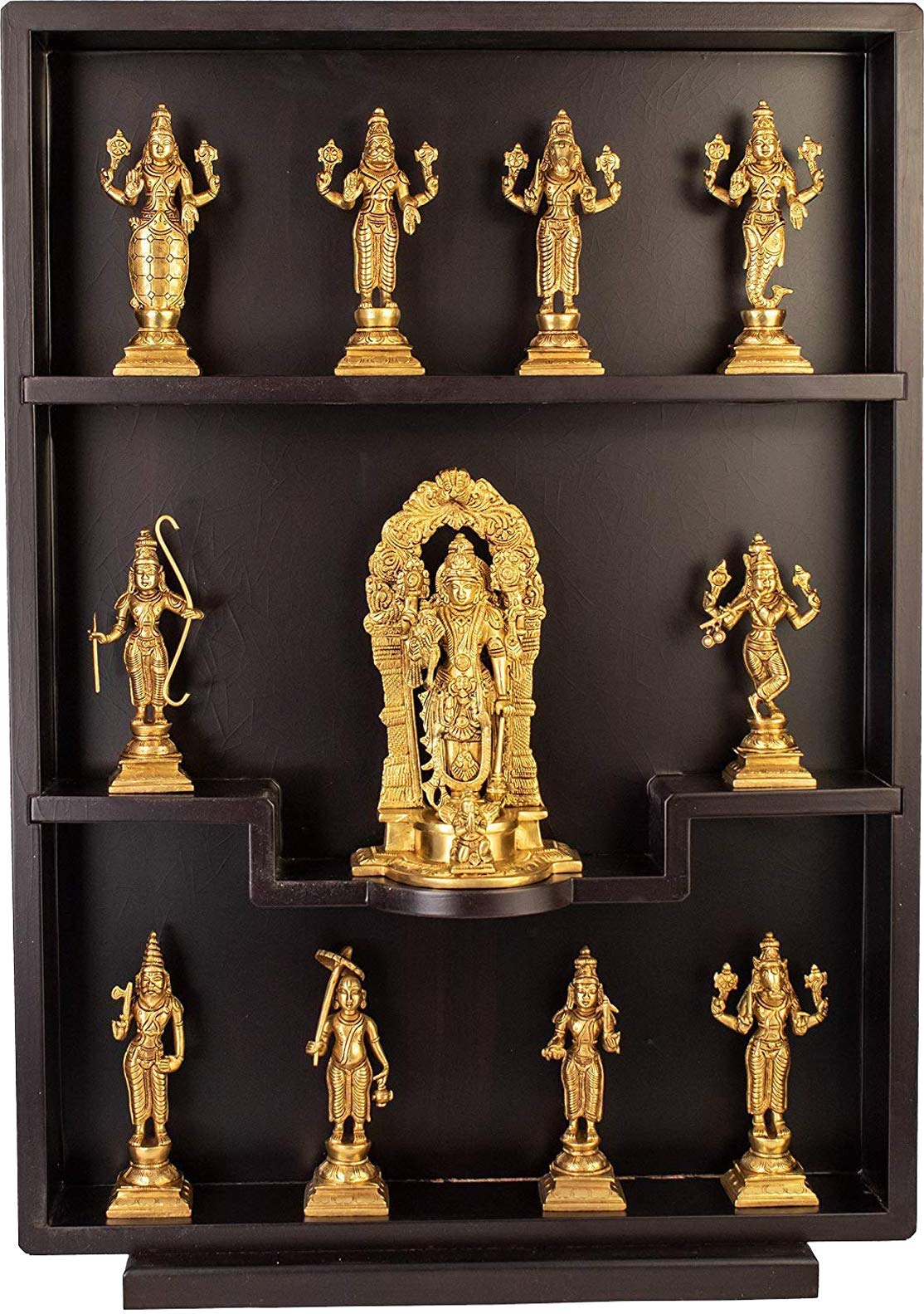 Buy Makan Brass and Wood Lord Vishnu and His Ten Incarnations Sculpture Idol/Idols Statue