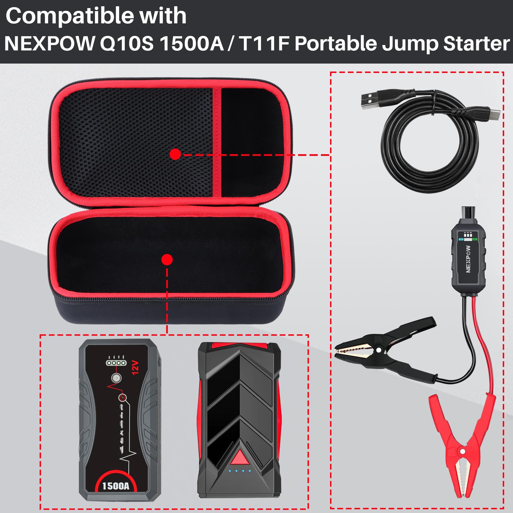 Lebakort Twardy futerał kompatybilny z NEXPOW Q10S Starthilfe Powerbank/NEXPOW T11F Starthilfe Powerbank