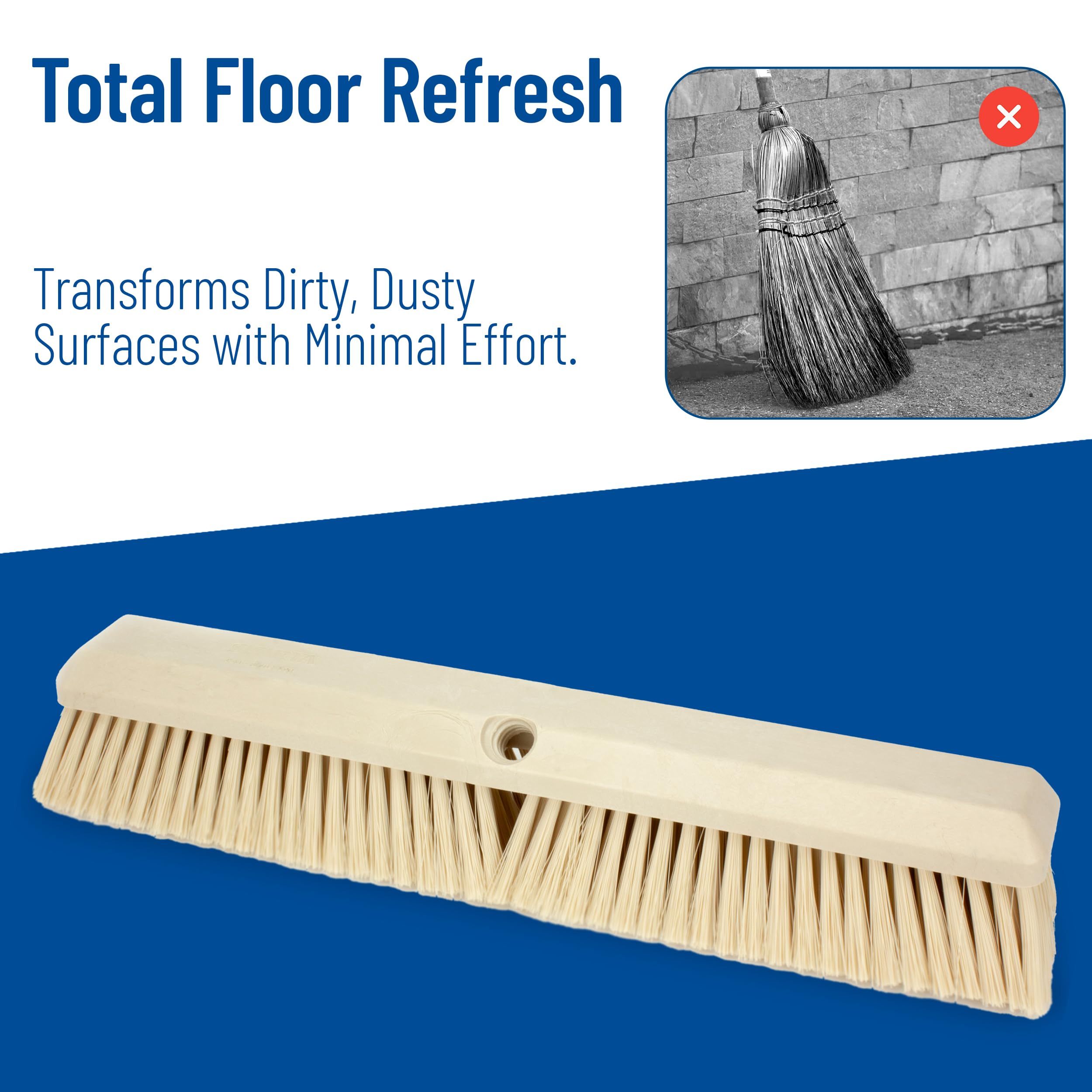 SPARTA Omni Sweep - Scopa a spinta in plastica, resistente, con sistema di codice colore, per esterni, interni, garage, cemento, patio, cucina, bagno, 45,7 cm, marrone chiaro