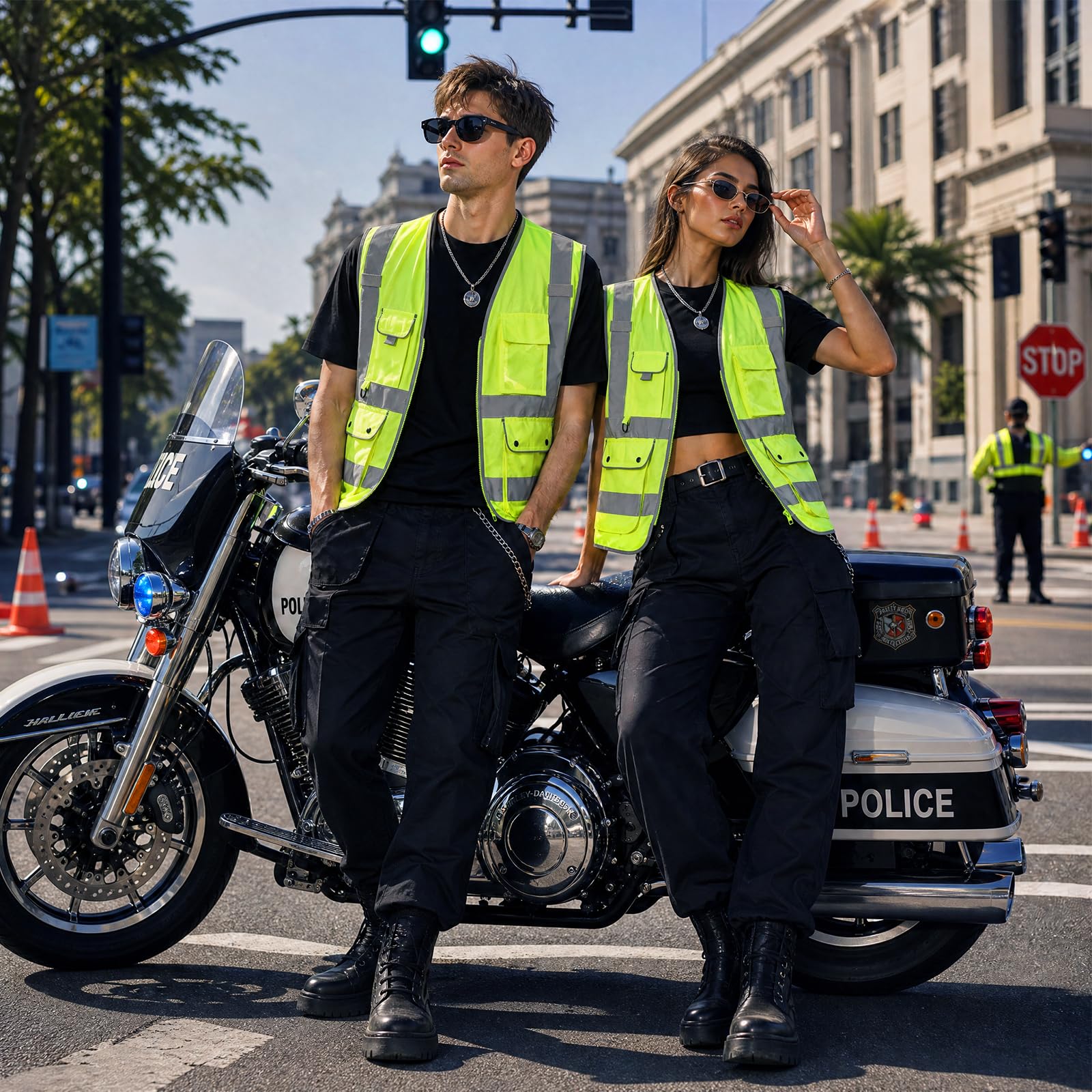 XIAKE Gilet antinfortunistici RV120528 Gilet riflettente di sicurezza ad alta visibilità con 8 tasche