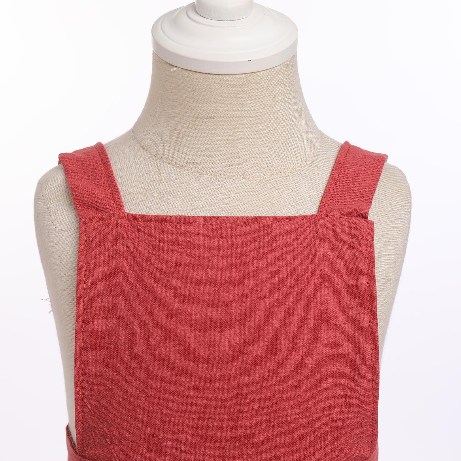 OBEEII Tablier de cuisine en coton et lin pour enfants avec poches