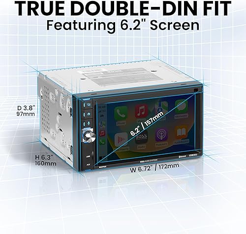 Miniatura 4 de BOSS Audio Systems BCP62 Sistema estéreo de audio para automóvil, con Apple CarPlay, doble Din de 6.2", pantalla táctil, audio Bluetooth y llamadas,