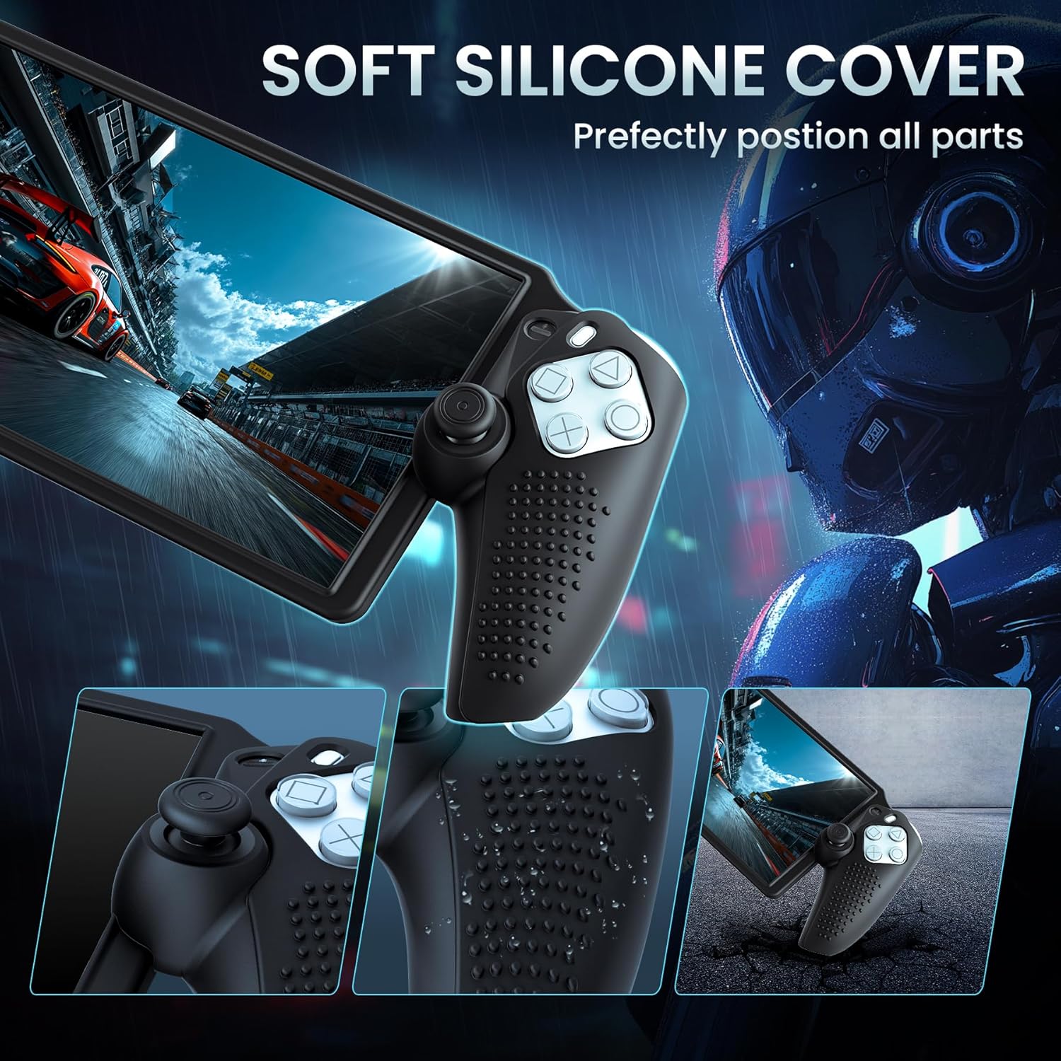 AllFitCase PS Portal Case with 10 in 1 Accessories Kits Compatible with PS5 Portal Remote Player, Hard Carrying Shell Case with 2 Portal Screen Protector, 2 Thumb Grip Caps