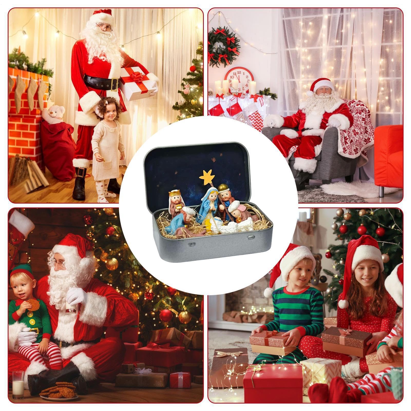 OVUNQUE PROTEGGIMI Mini Crèche Et Crèche Miniature. Petites Crèches, Mini Sainte Famille. Décoration De Noël De La Crèche. Idées Cadeaux Pour Noël. Boîte En Velours. (Cœur