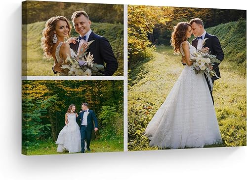 Smile Art Design Cuadro de collage de 3 imágenes, impresión en lienzo personalizada con tus fotos, impresiones fotográficas personalizadas, regalos