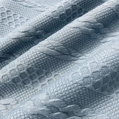 Miniatura 5 de Booque Valley Paquete de 2 fundas de almohada decorativas, ultra suaves, modernas, con patrón de trenzas, cuadradas, azules, fundas elásticas para