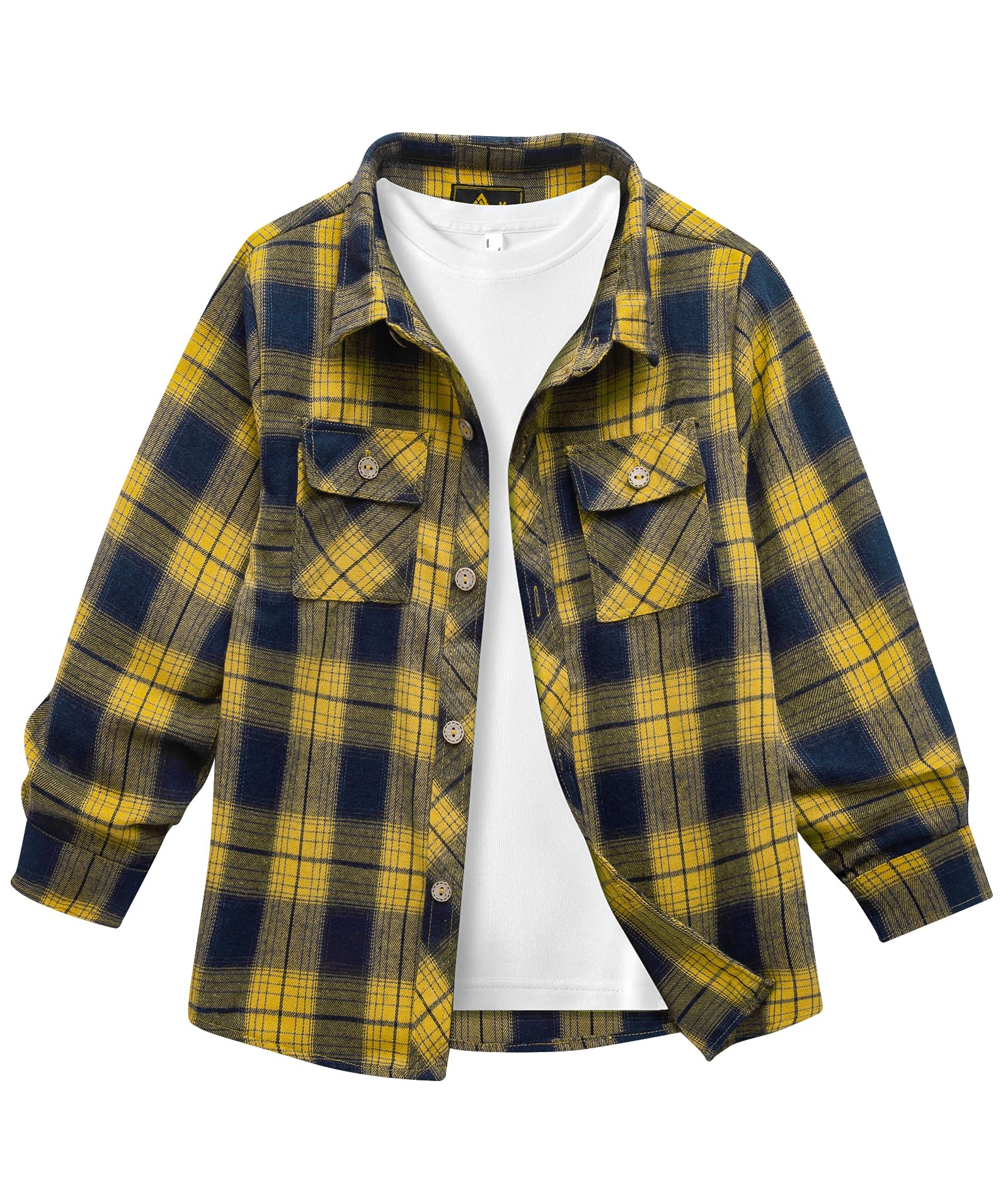 JACKETOWN Hemd Kinder Jungen Langarm Kariertes Hemd Kinder Button Down Casual Top Baumwoll Hemden Kinder Oberteil Shirt Mit Brusttasche