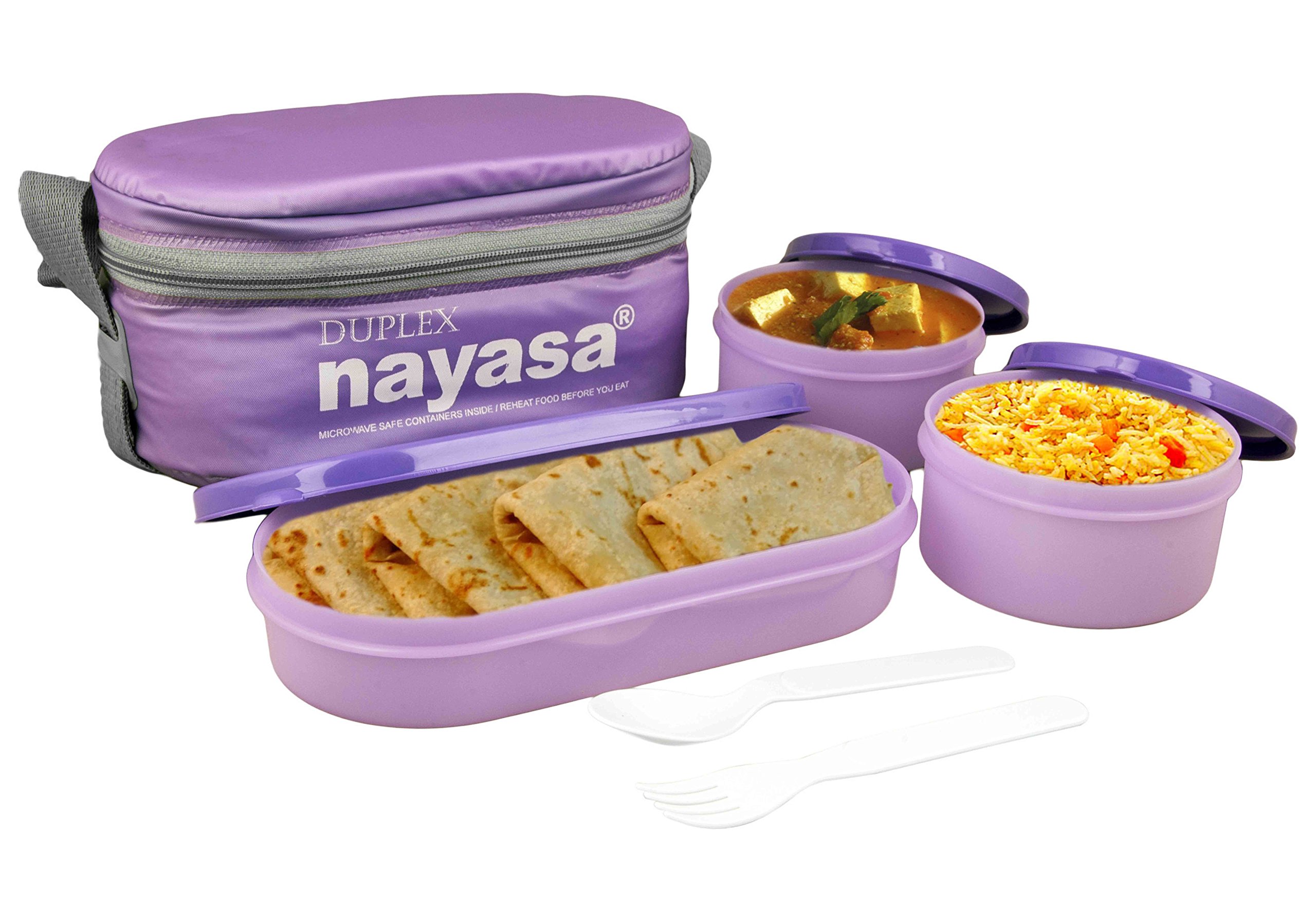 NayasaSuperplast Duplex Plastic Lunch Box, 6-Pieces, Purple