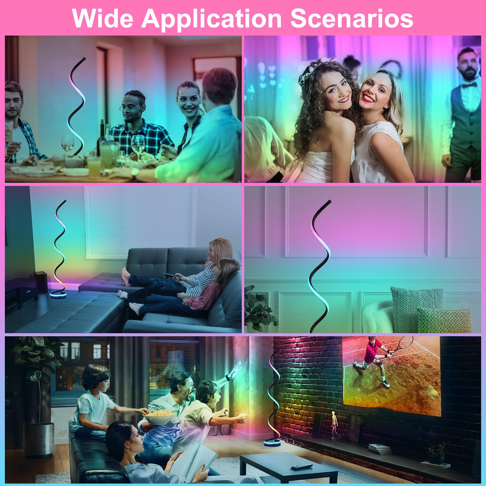 CICIYIG Floor Lamps for Living Room, RGB Colors Led Modern Spiral Floor Lamps Bedroom, Dimmable Corner Standard Lamps Bedroom Home Office Decor Great Gift for Kids Women Girls Boys Birthday (Black)