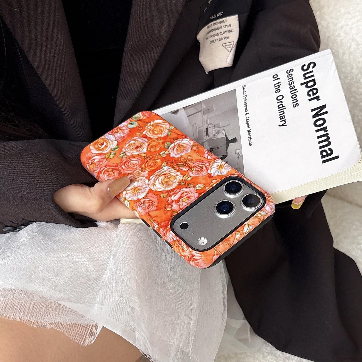 for iPhone 17 Pro Max Case Floral Design | Compatible with MagSafe | 6.6ft Drop Tested | Cute Flower Girly Protective Designer Cases for Women (Orange Blossom)