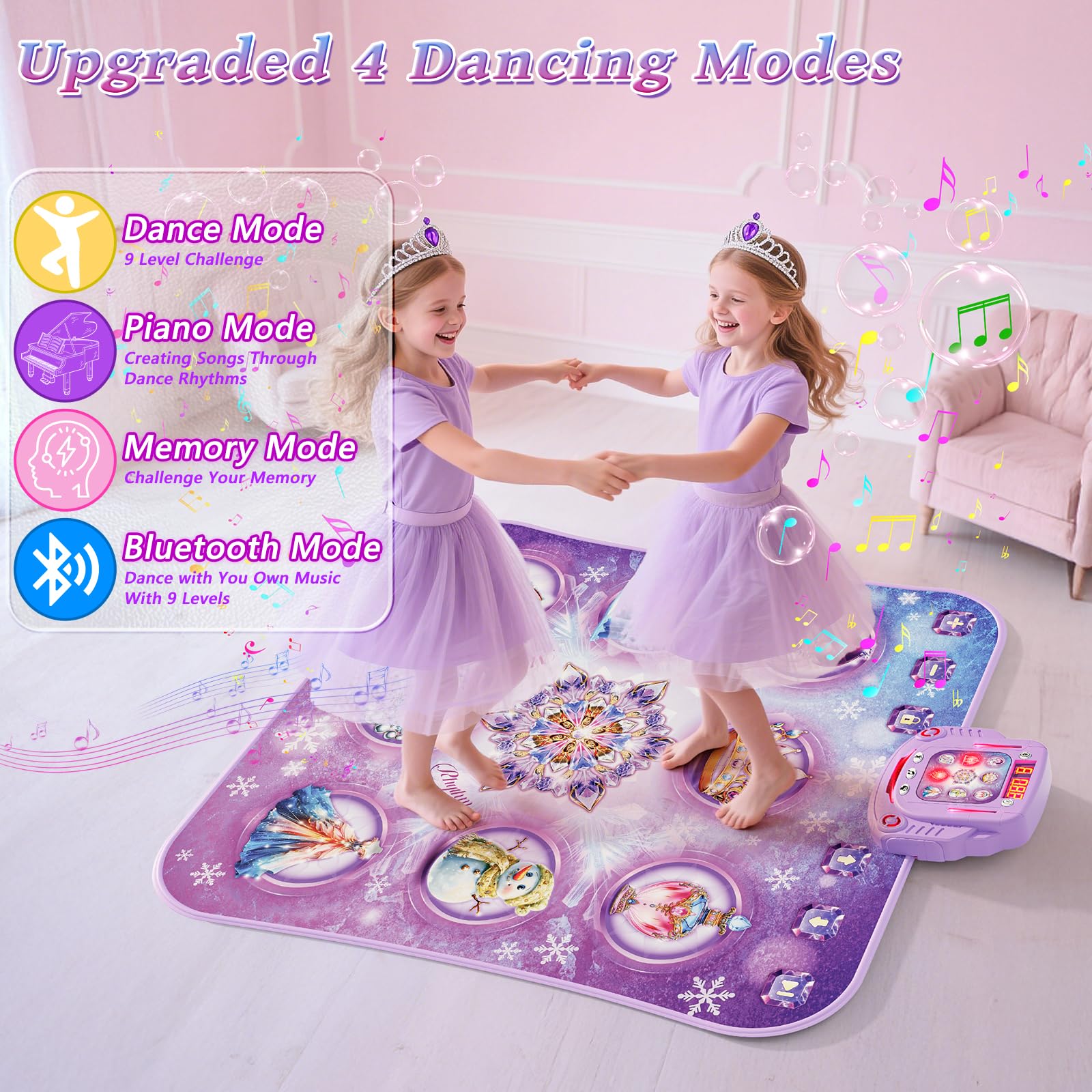 Handwell Tapis de Danse Lumineux Bluetooth 5 Modes de Jeu pour Enfants 3-8 Ans