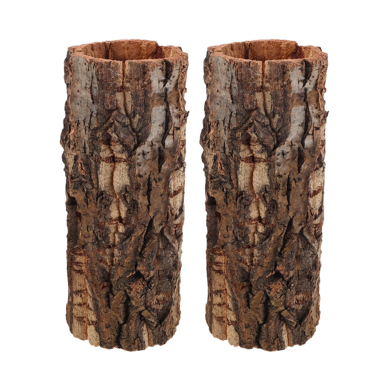 ABOOFAN Nascondiglio per Rettili in Legno a Forma di Cavo, Leggero e Portatile, 2 per Lucertole e Gechi Leopardo, Decorazione per Terrario e Naturale