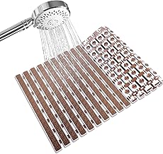 RichAxis PVC Anti Skid Mat For Bathroom Anti Slip Bathroom Mat Shower Area Anti Skid Mats With Suction Cups And Drain Holes For Bathtub Floor Mat (68X38 Cm,Brown)