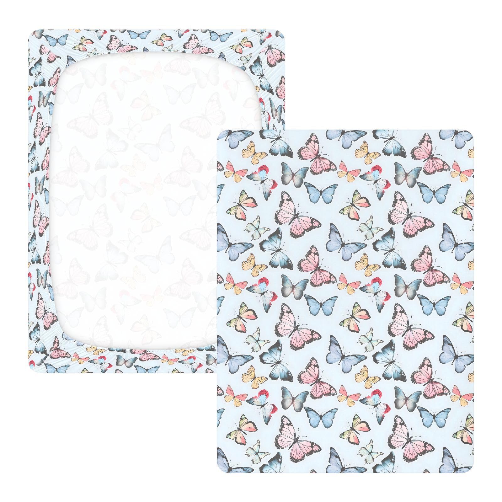 Drap-housse pour berceau de bébé avec motif papillons colorés pour garçons et filles, drap-housse standard doux, 71,1 x 132,1 cm