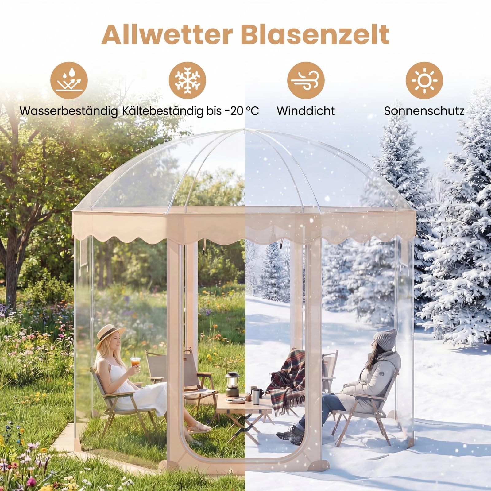 SOARS Pop up Zelt für 8-10 Personen, Wurfzelt Outdoor (Transparent)