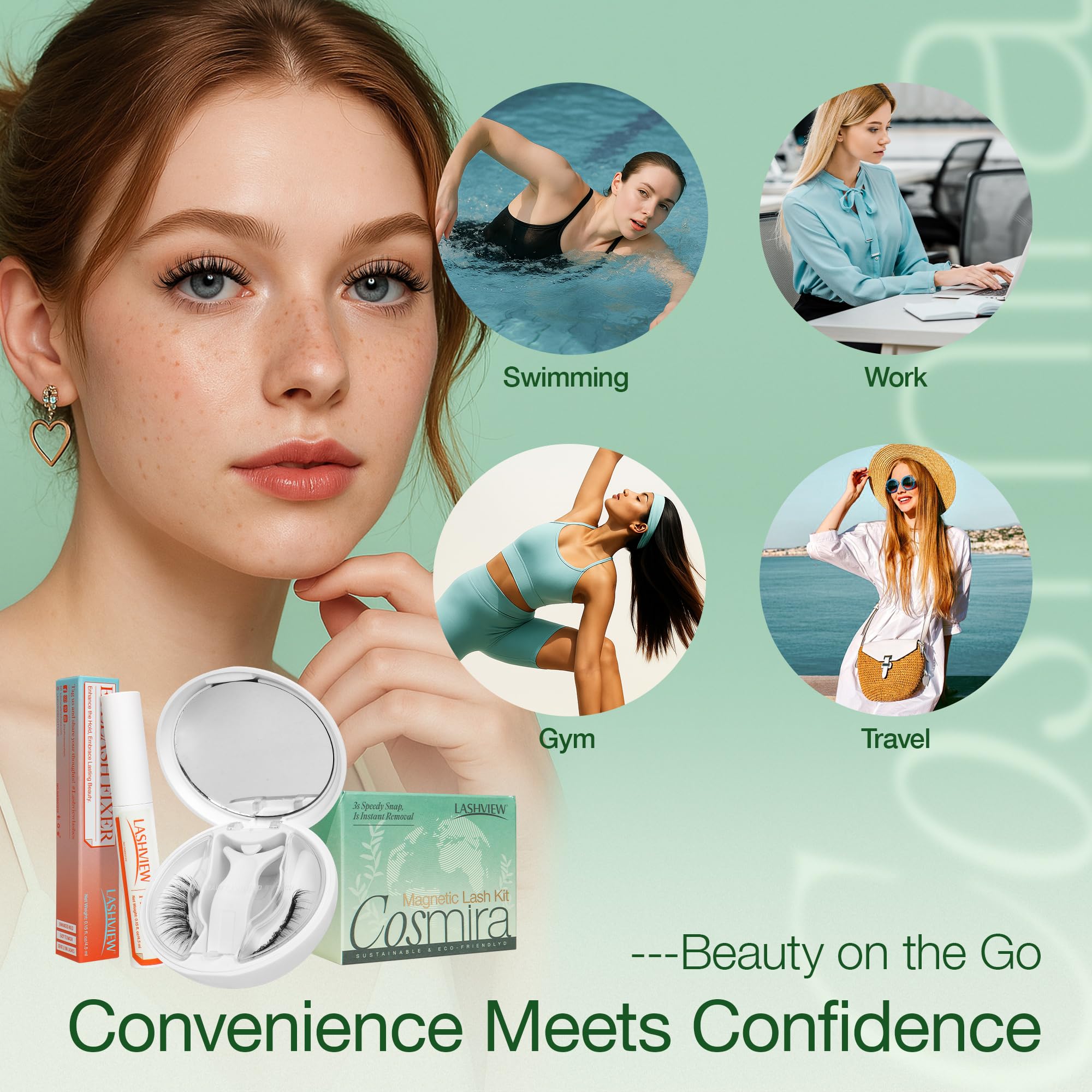 LASHVIEW Weiche, magnetische Wimpern mit Applikator, wiederverwendbar, weich, magnetisch, natürliches Aussehen, kein Kleber erforderlich, bequem und praktisch, tragbare All-in-One-Box (L14)