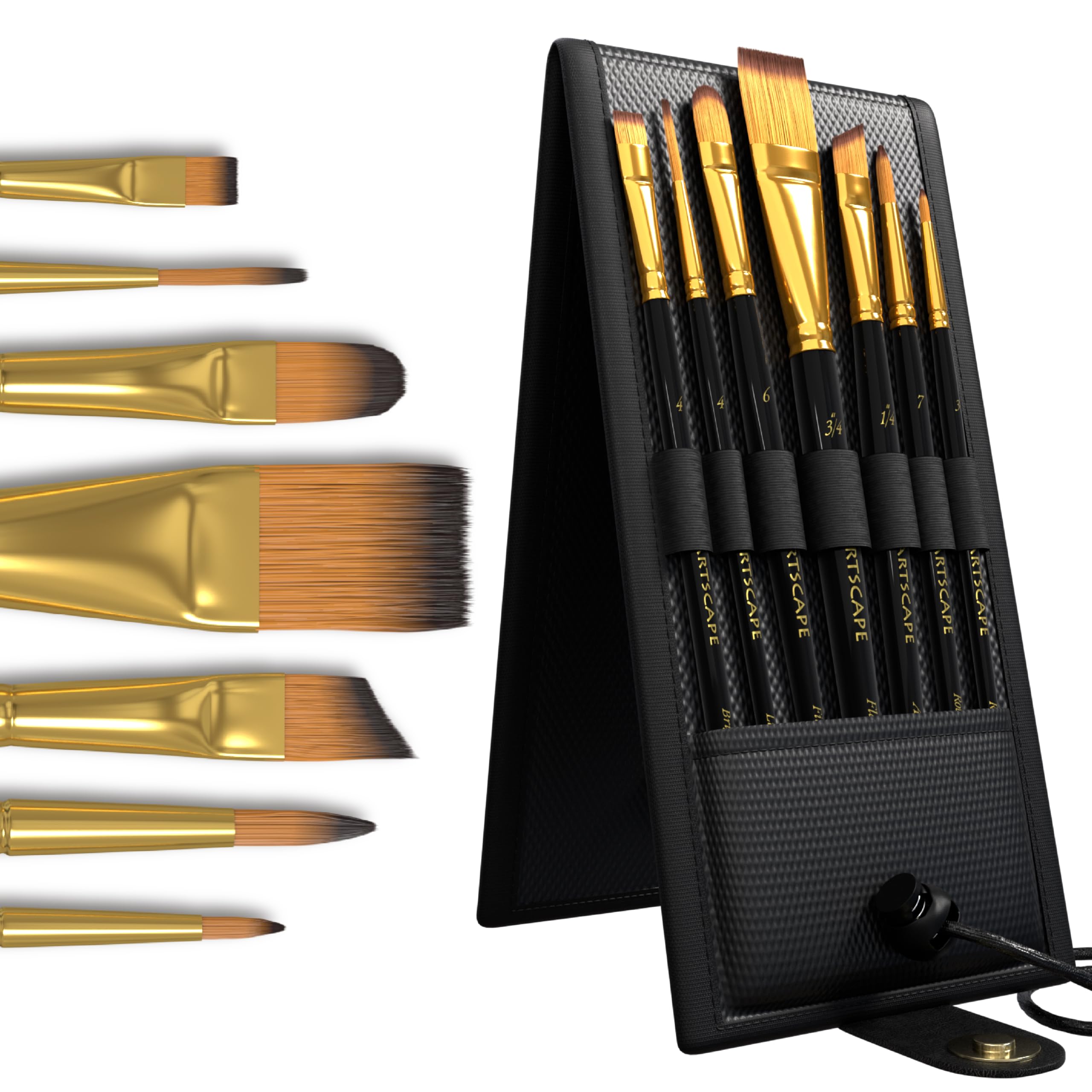 Pocket Paint Brush Set - 7 Artists' Paintbrushes for Watercolour, Acrylic, Oil and Plein Air Painting - Set 1 - Quality Art Supplies by MyArtscape™