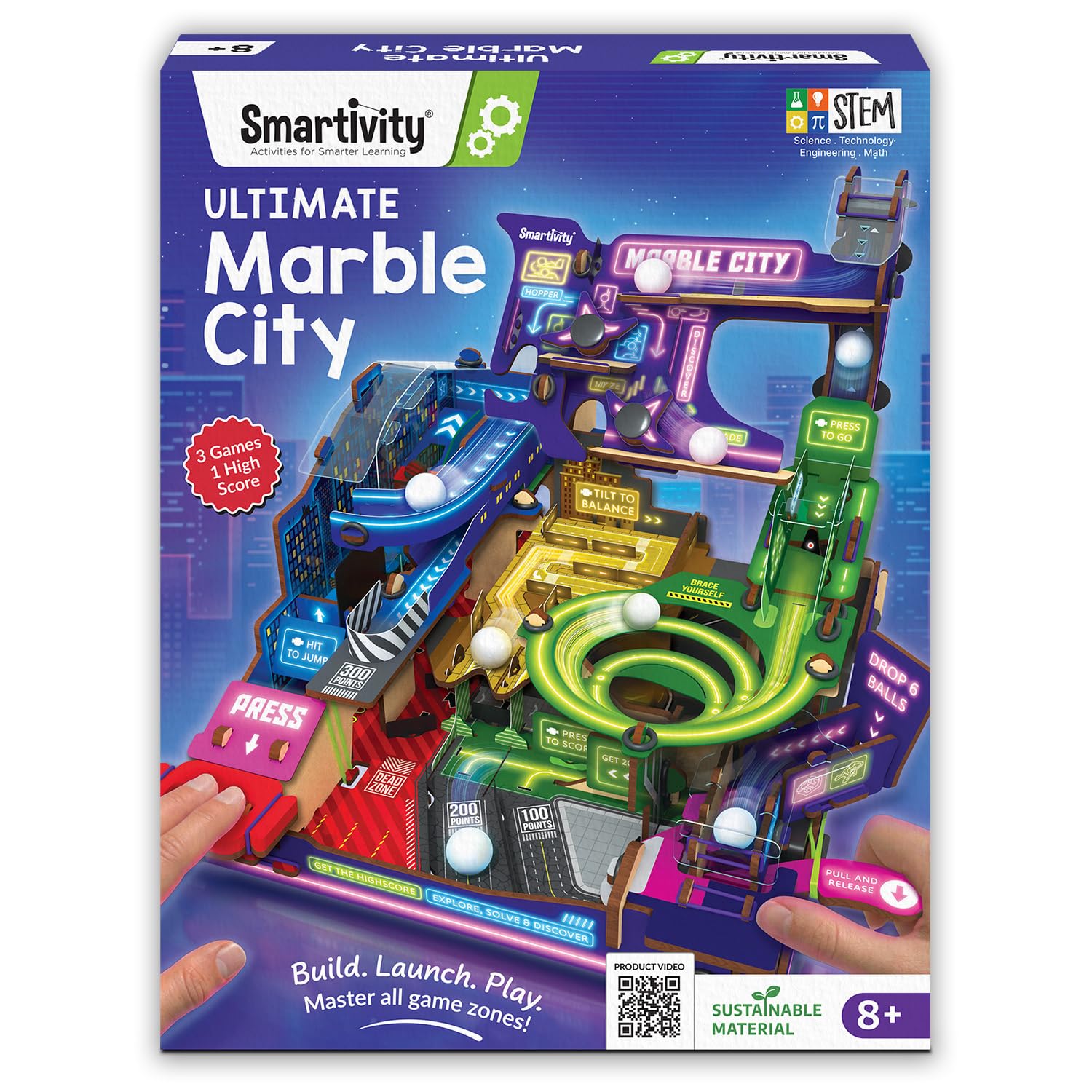 Smartivity Ultimate Marble City for Kids 8-14 Years Old | 3in1 Exciting Game Zones: Spiral, Maze & Hopper | Build & Play I Birthday Gift for Boys & Girls 8,9,10,11,12,13,14 Years