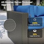 Aoxun Ensemble de meubles de patio, 7 Canapés sectionnels en pièces avec couverture de propulseur, ensemble de conversation de patio de meubles extérieurs en rotin pour jardin bleu marine