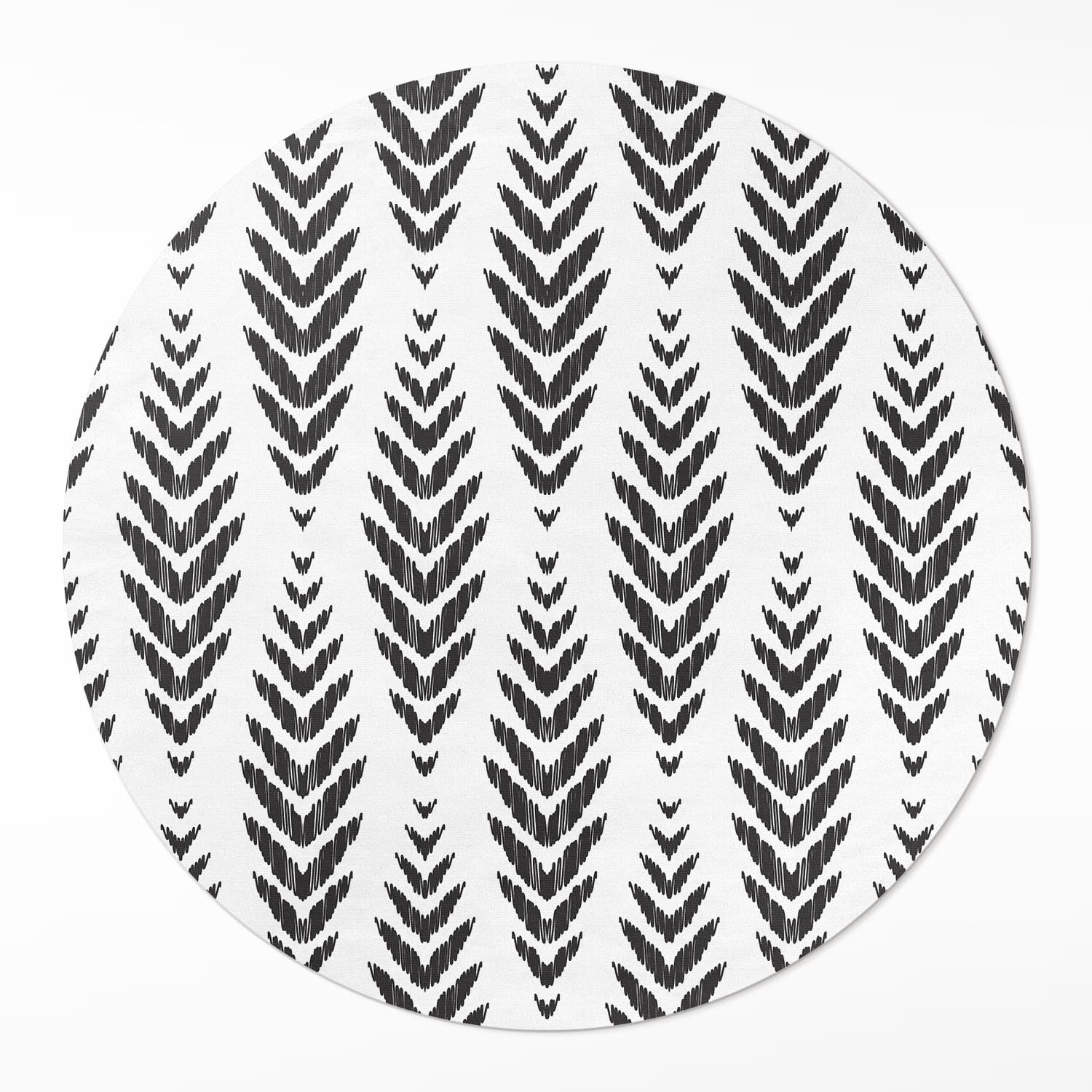 Tapis vinyle ø70 cm rond PVC chevron végétal intérieur durable élégant